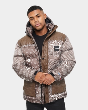 Statement waiters Carre Bandana Ultra Roadman Puffer Jacket Dark Brown
