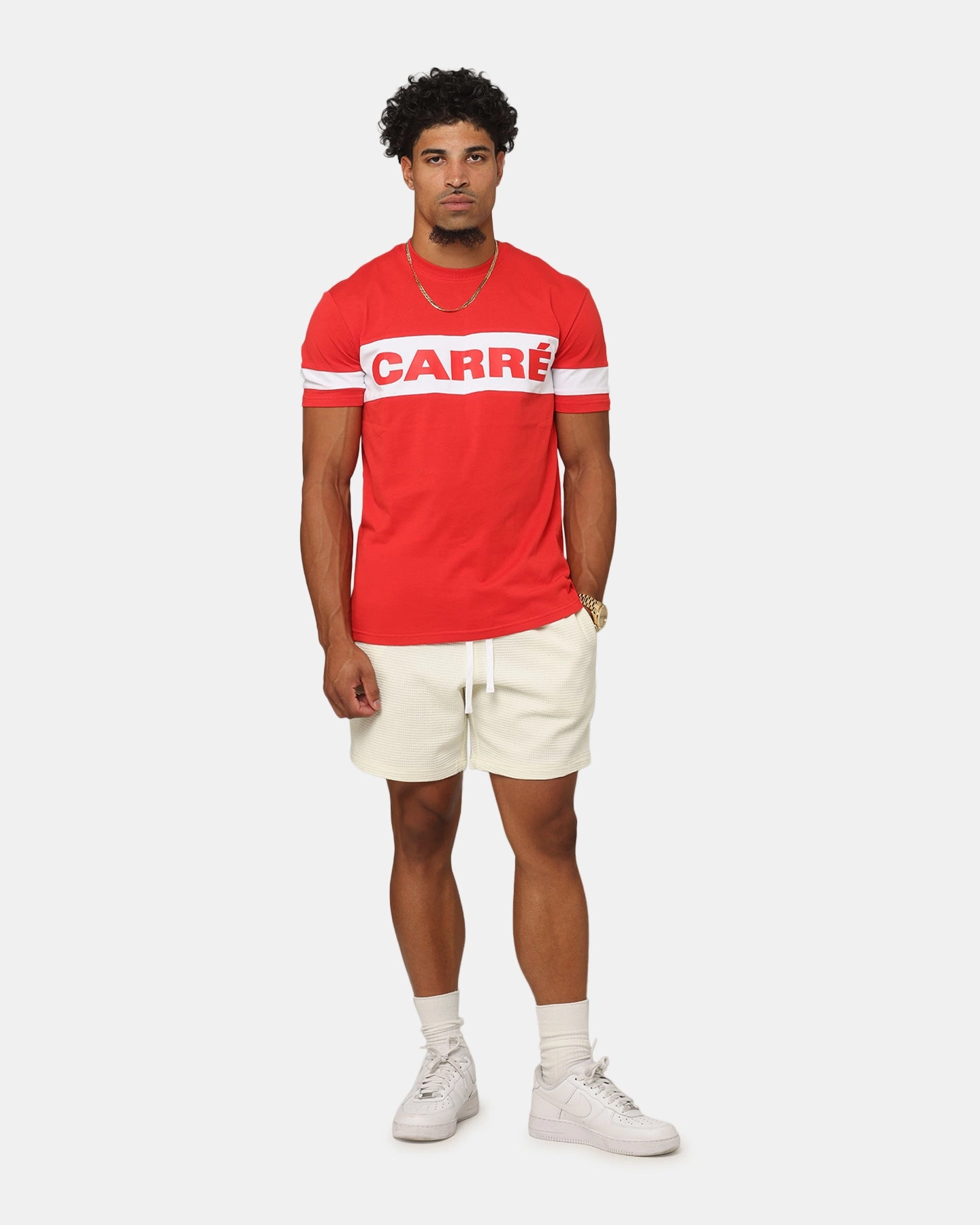 Carre Bars T-Shirt Red/White Wicking Interlock Knit