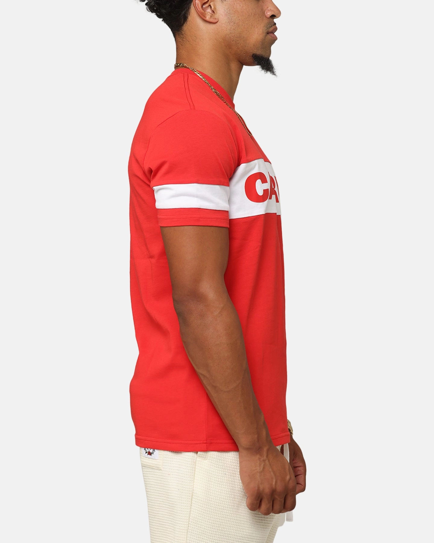 Modern Comfort Style Airflow Mesh Panels Carre Bars T-Shirt Red/White