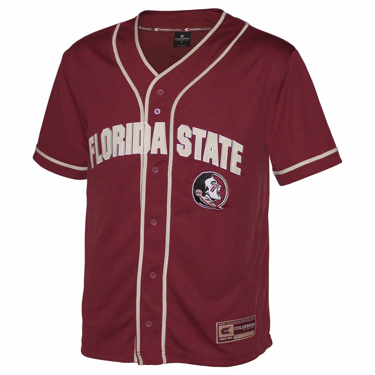 Colosseum Youth Florida State/Seminole Logo Baseball Jersey - Garnet Simple and Light Modern innovation