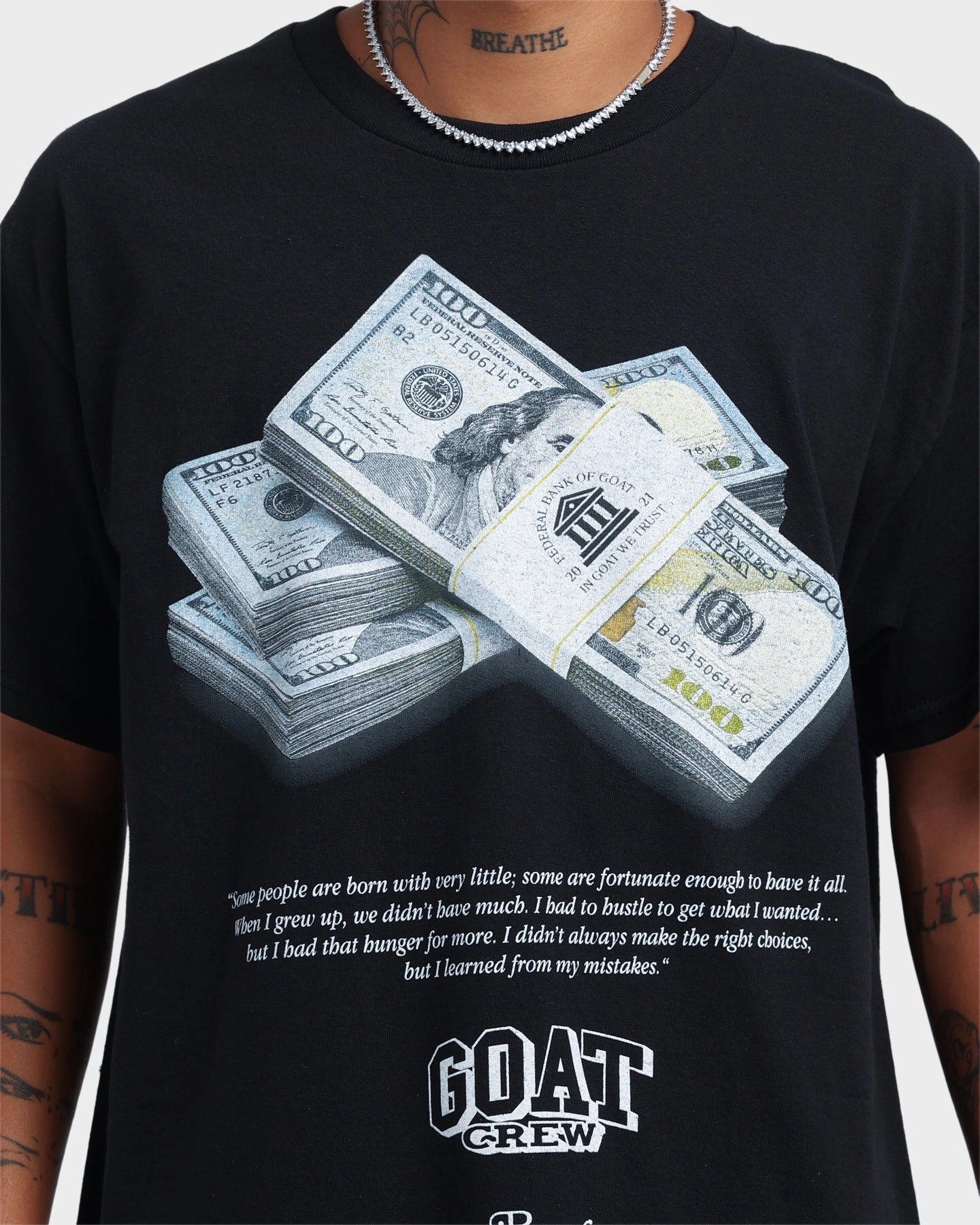 Goat Crew Paper Chasers T-Shirt Black Airflow Ventilation Design Sublimation Resistant Fabric