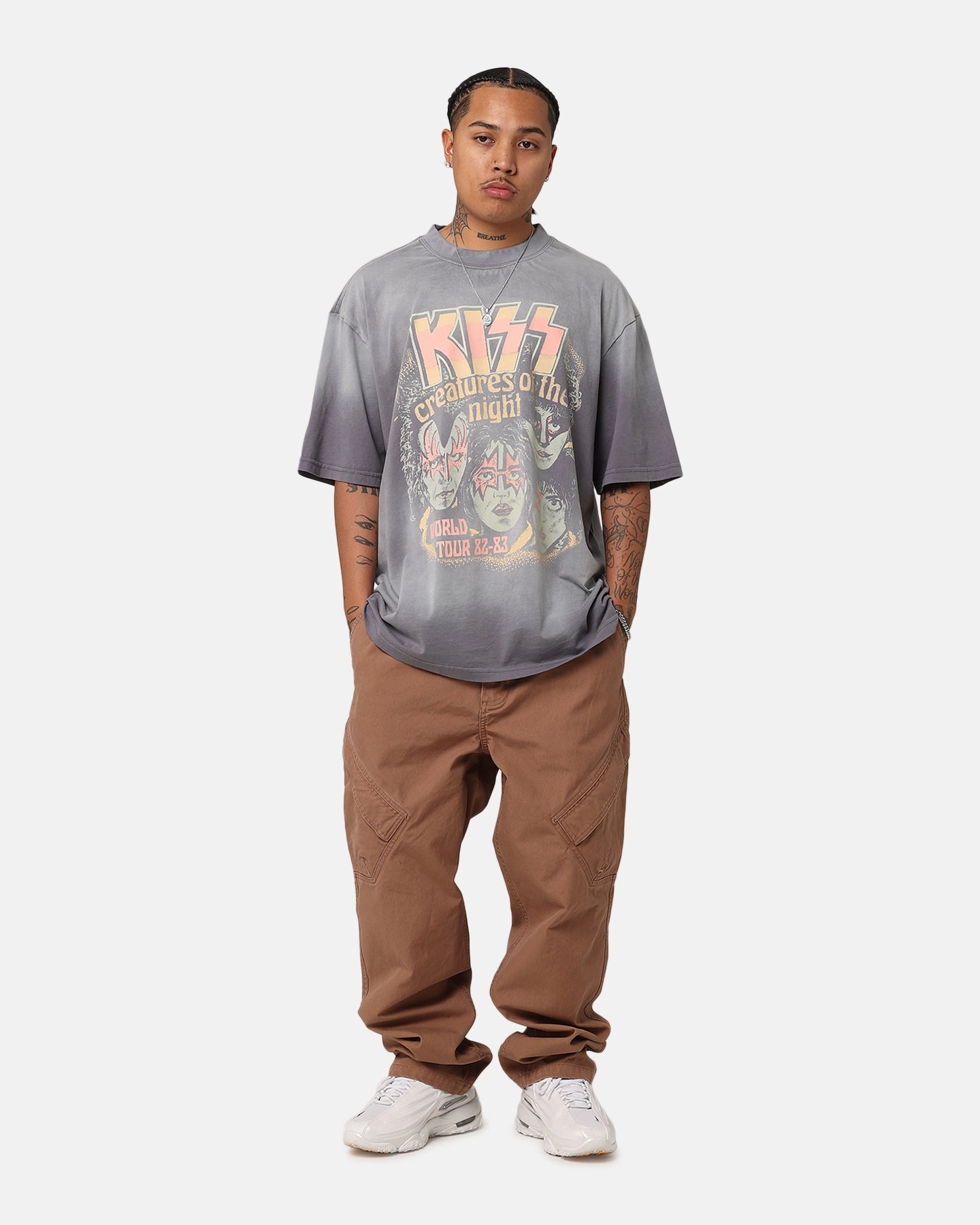 Lightweight Comfort Wear Kiss Creatures Of The Night T-Shirt Washed Grey
