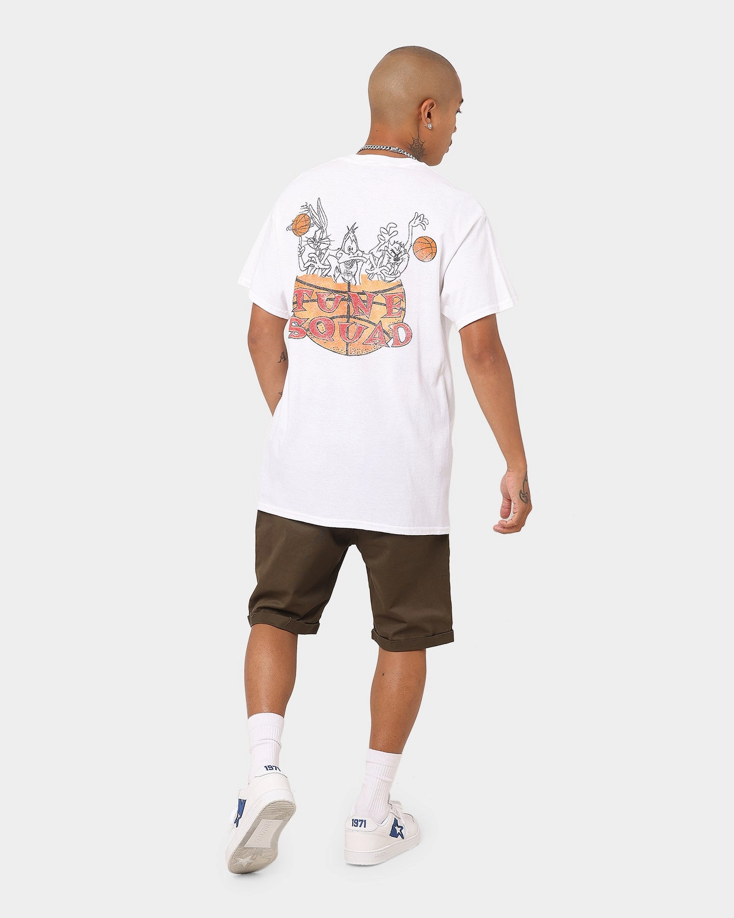 Space Jam Basketball T-Shirt White Subtle Logo Placement