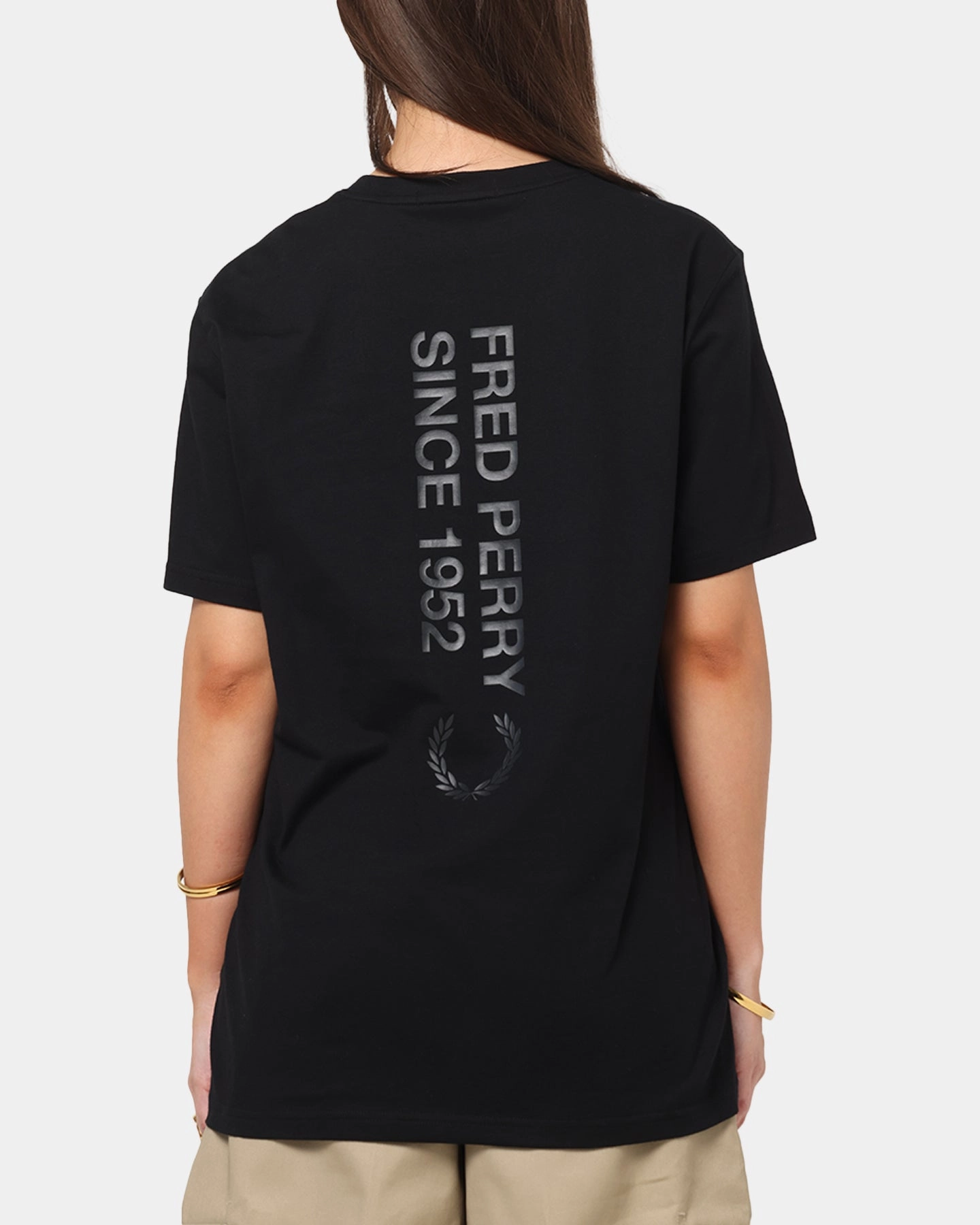Seasonal Casual Streetwear Style Fred Perry Bold Branding T-Shirt Black