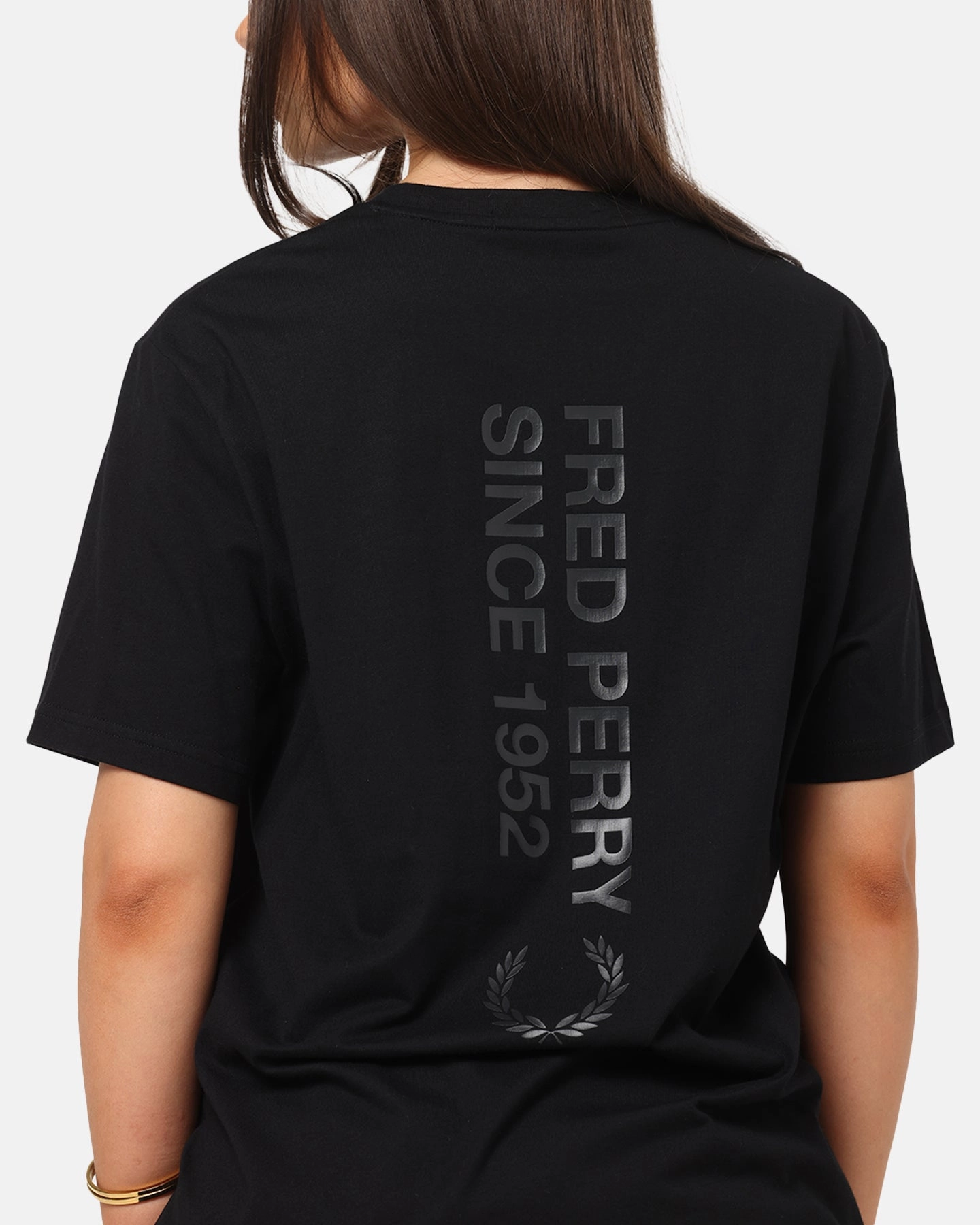 High-Quality Fabric Heathered Fabric Fred Perry Bold Branding T-Shirt Black
