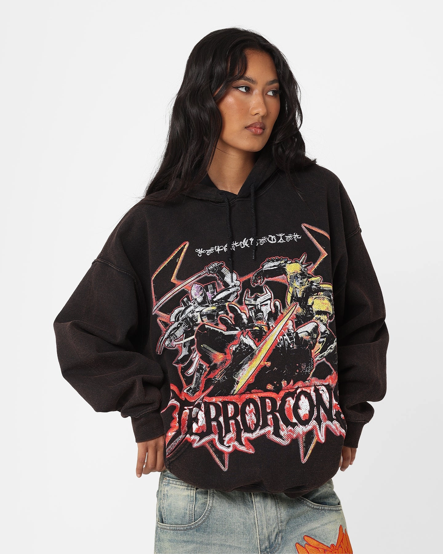 Stretch Comfort Goat Crew X Transformers Terrorcons Vintage Hoodie Black Wash