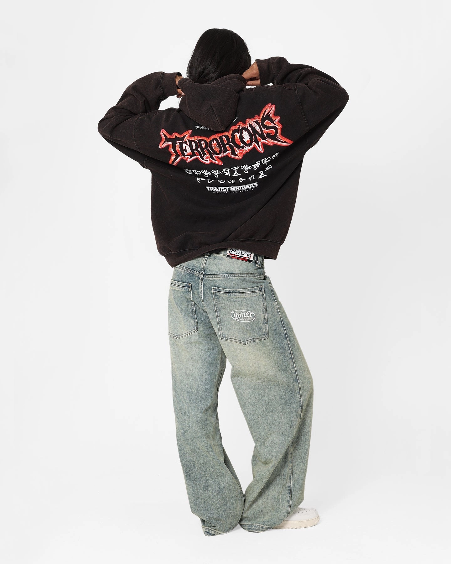 Flexible Quilted Panels Goat Crew X Transformers Terrorcons Vintage Hoodie Black Wash