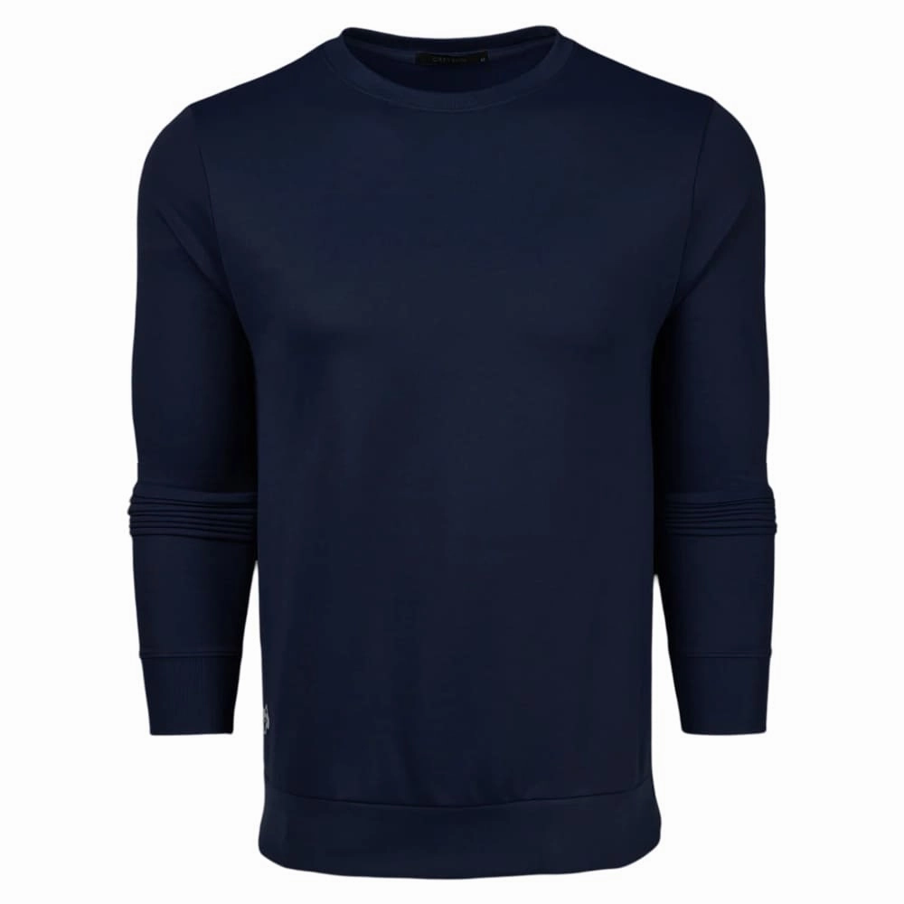 Hooded Attachment AdjustableDrawcordHem Greyson Siasconset Crewneck Golf Sweater Maltese Blue - FA25 Men