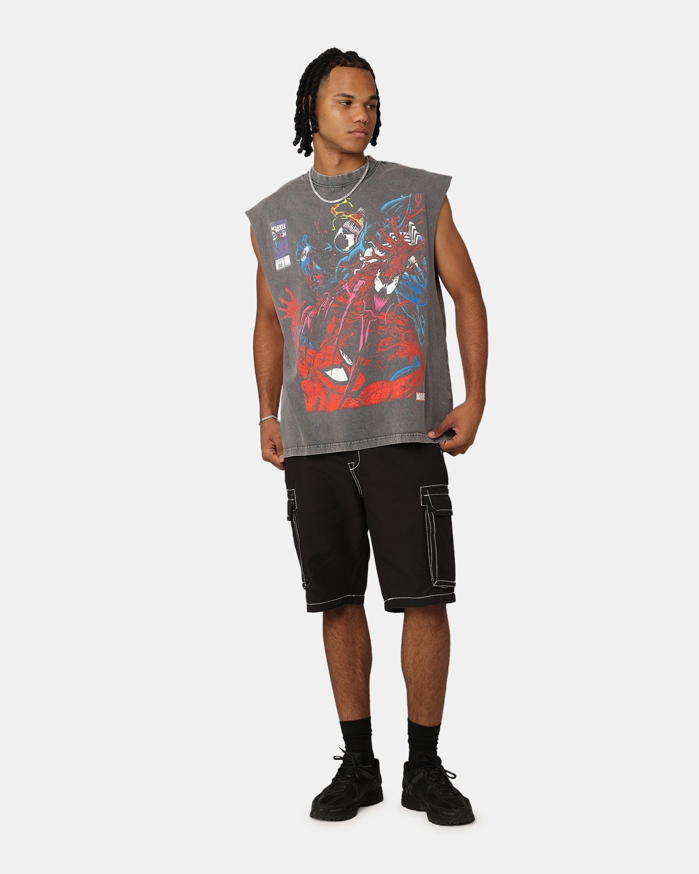 Marvel Spider-Man Maximum Carnage Muscle T-Shirt Charcoal crew neck