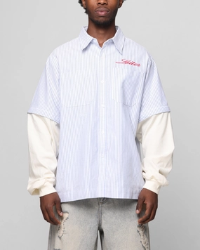 Custom Fit Travel Essential Loiter Art Studio Work Shirt Blue Stripe