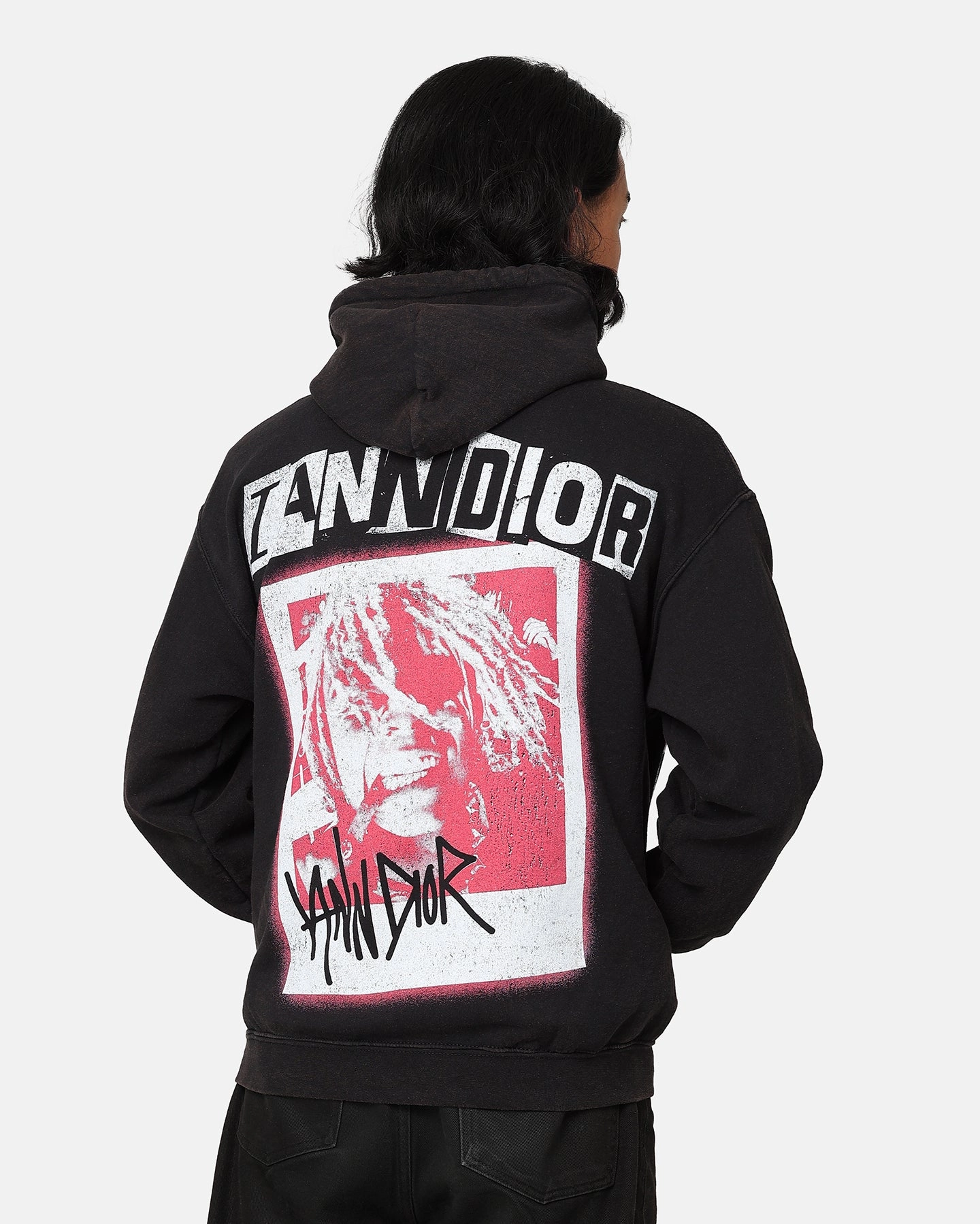 Iann Dior Iann Dior Vintage Hoodie Black Wash Raglan Sleeve Construction practice session