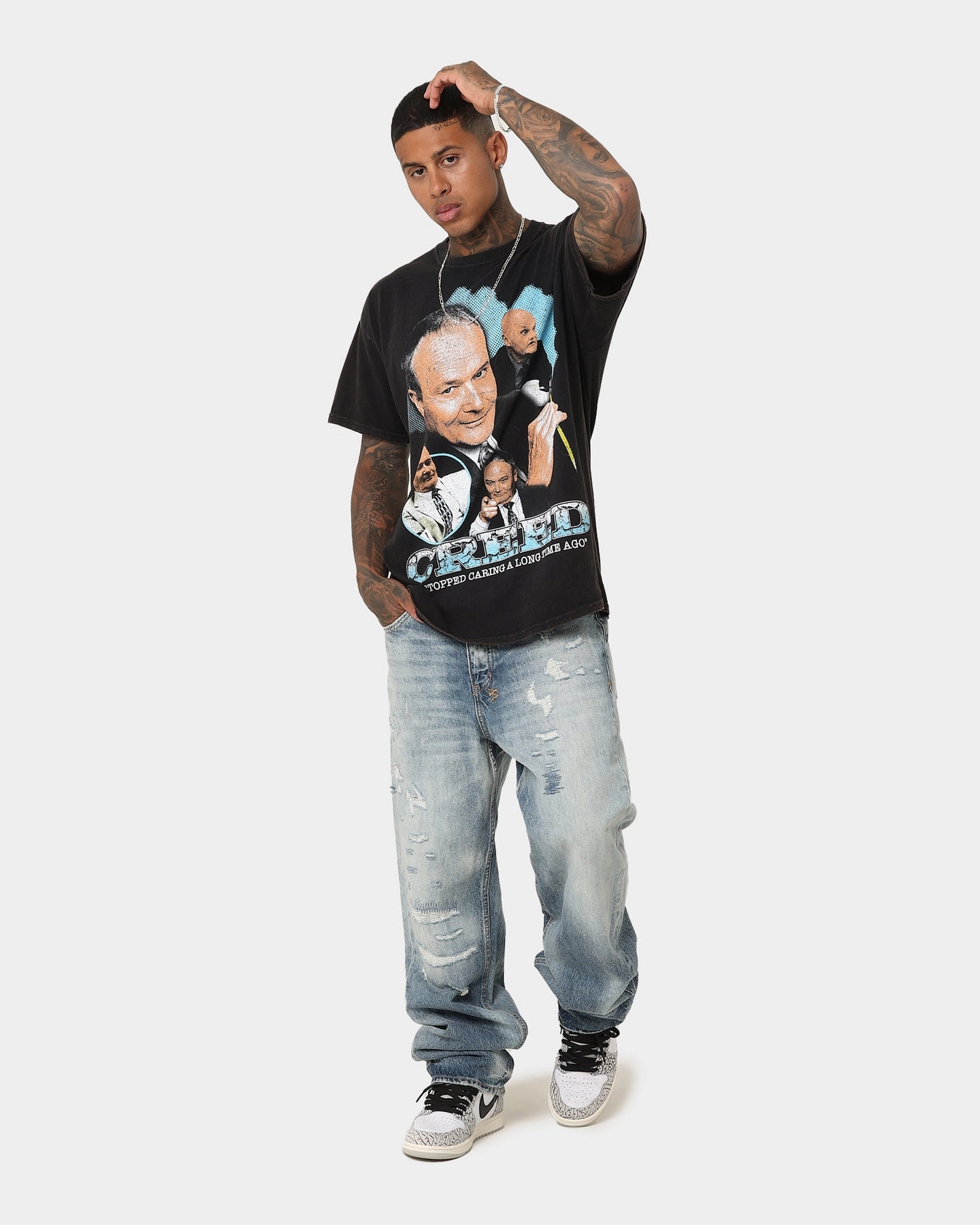 American Thrift X The Office Creed Bratton Vintage T-Shirt Black Wash Spring Freshness Comfortable All Day Wear
