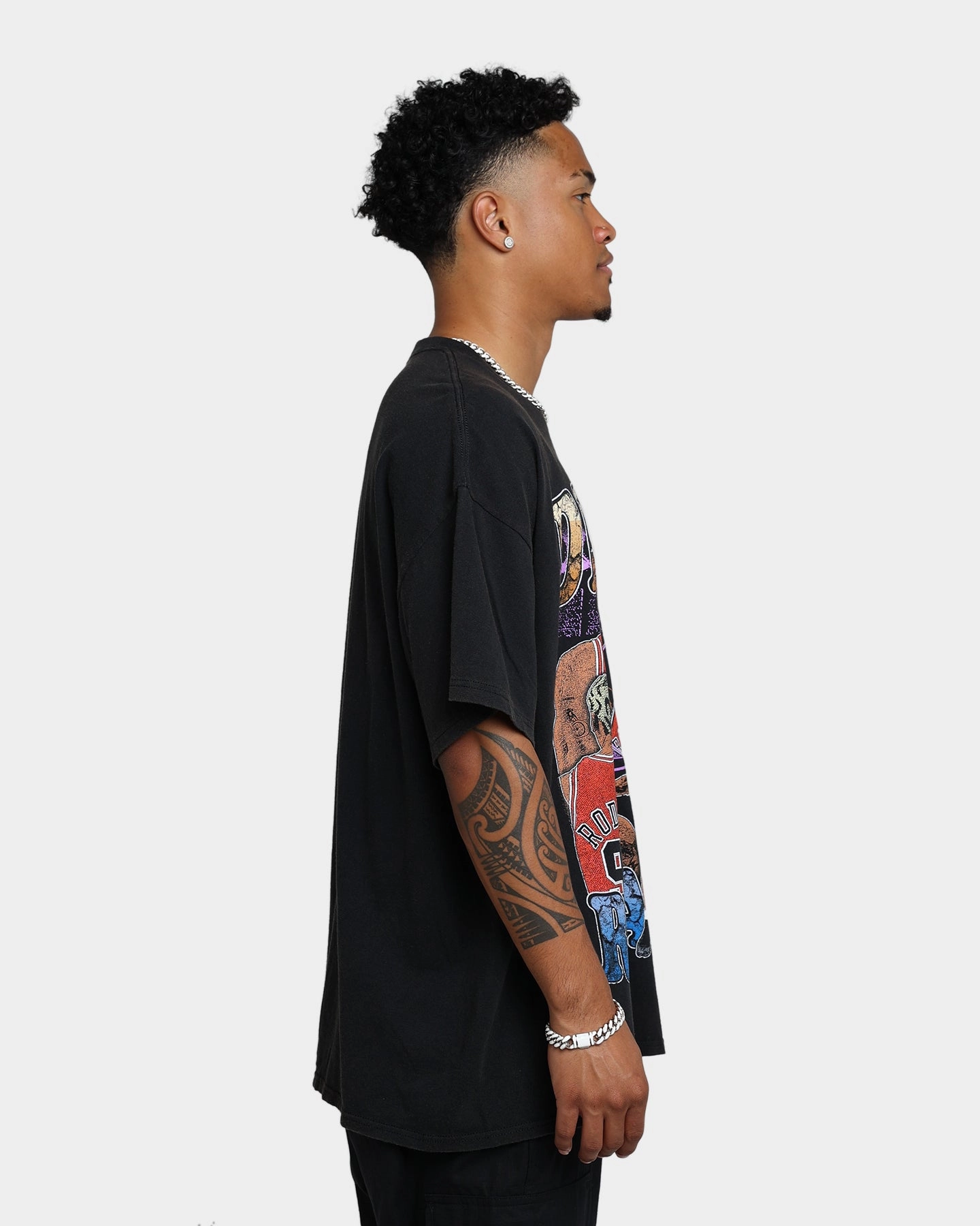 Rodman Brand Cartoon Vintage T-Shirt Washed Black Tear Resistant