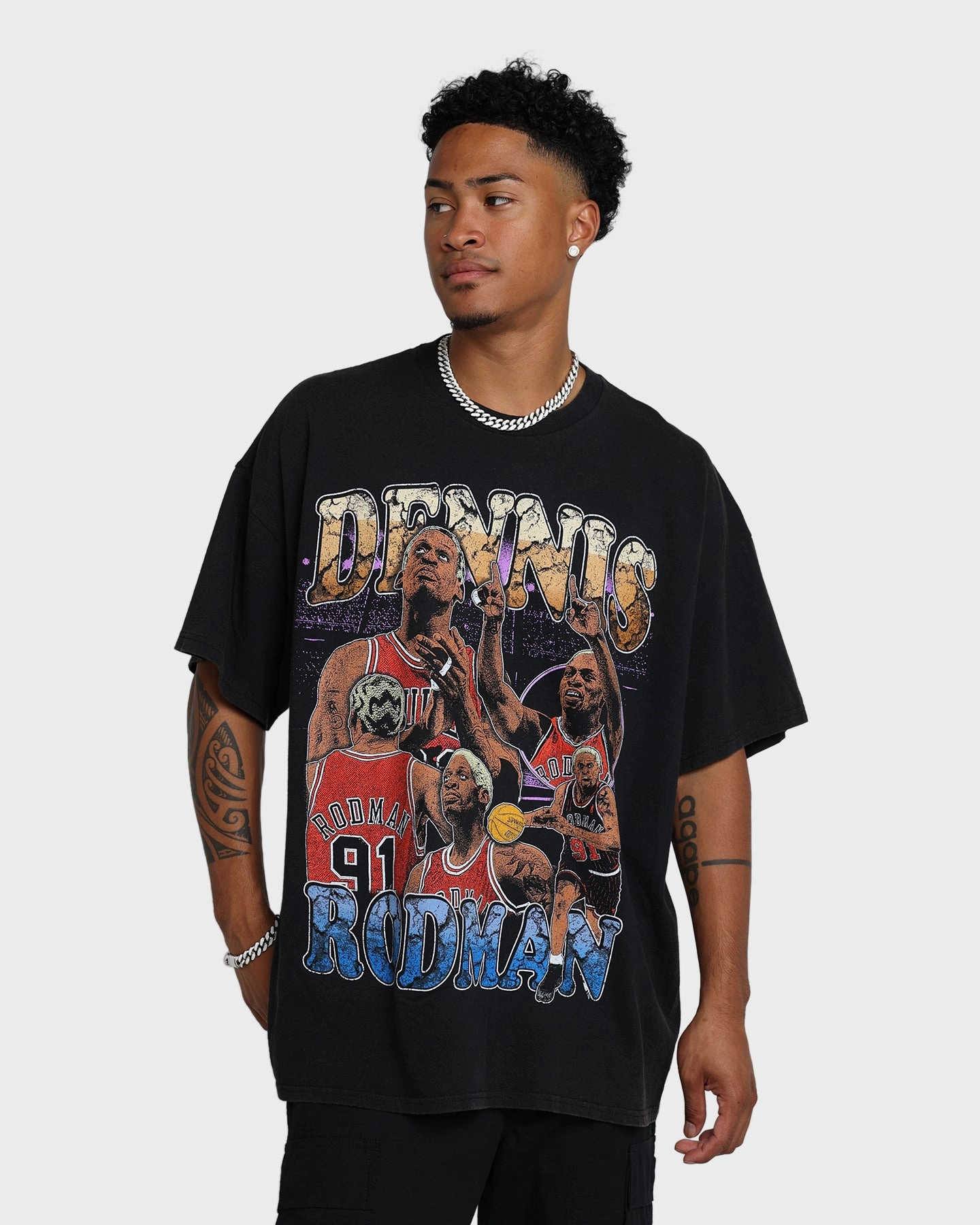 Light Comfort Rodman Brand Cartoon Vintage T-Shirt Washed Black