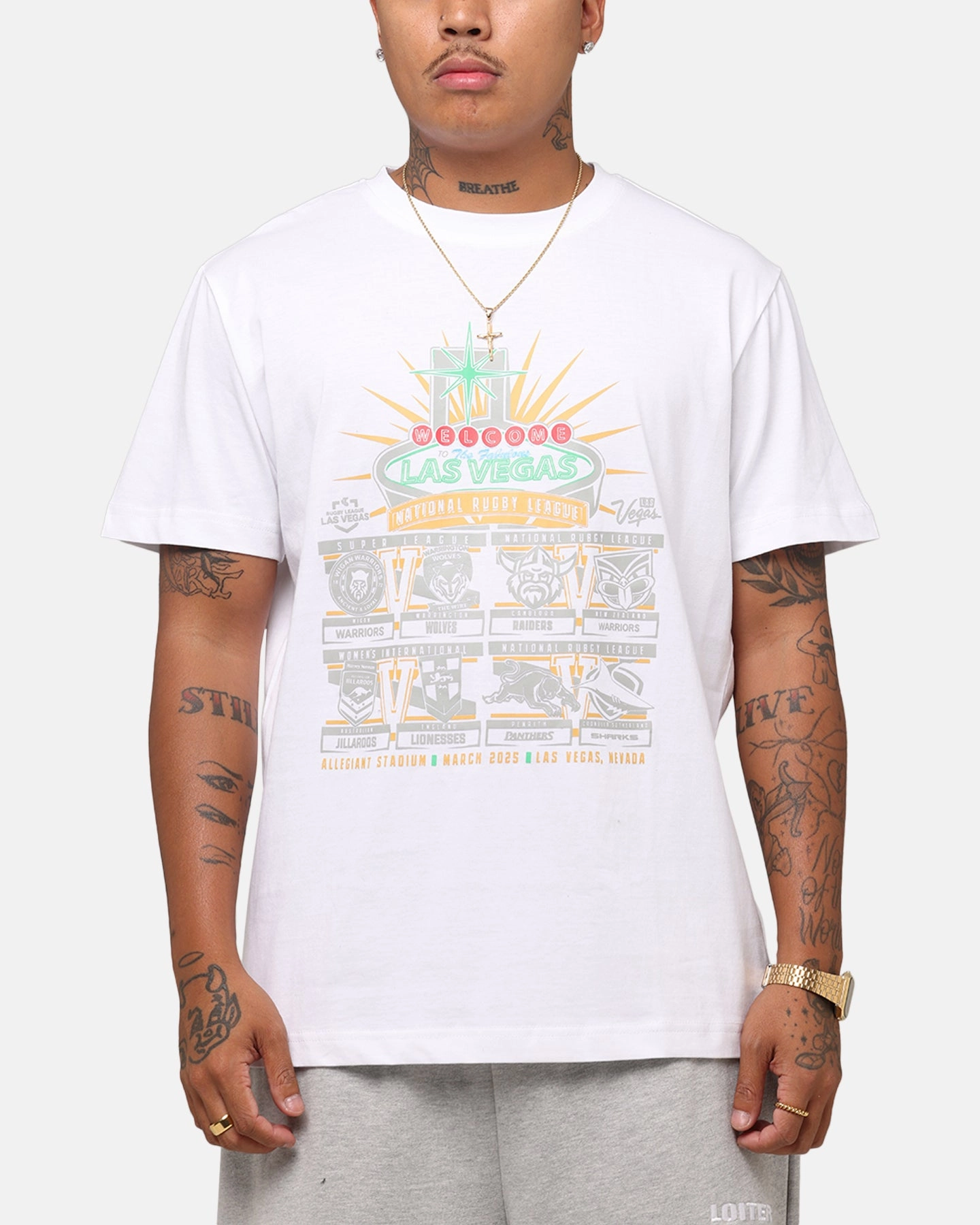 Tidwell NRL 2025 Las Vegas Round Sign T-Shirt White Everyday Layering