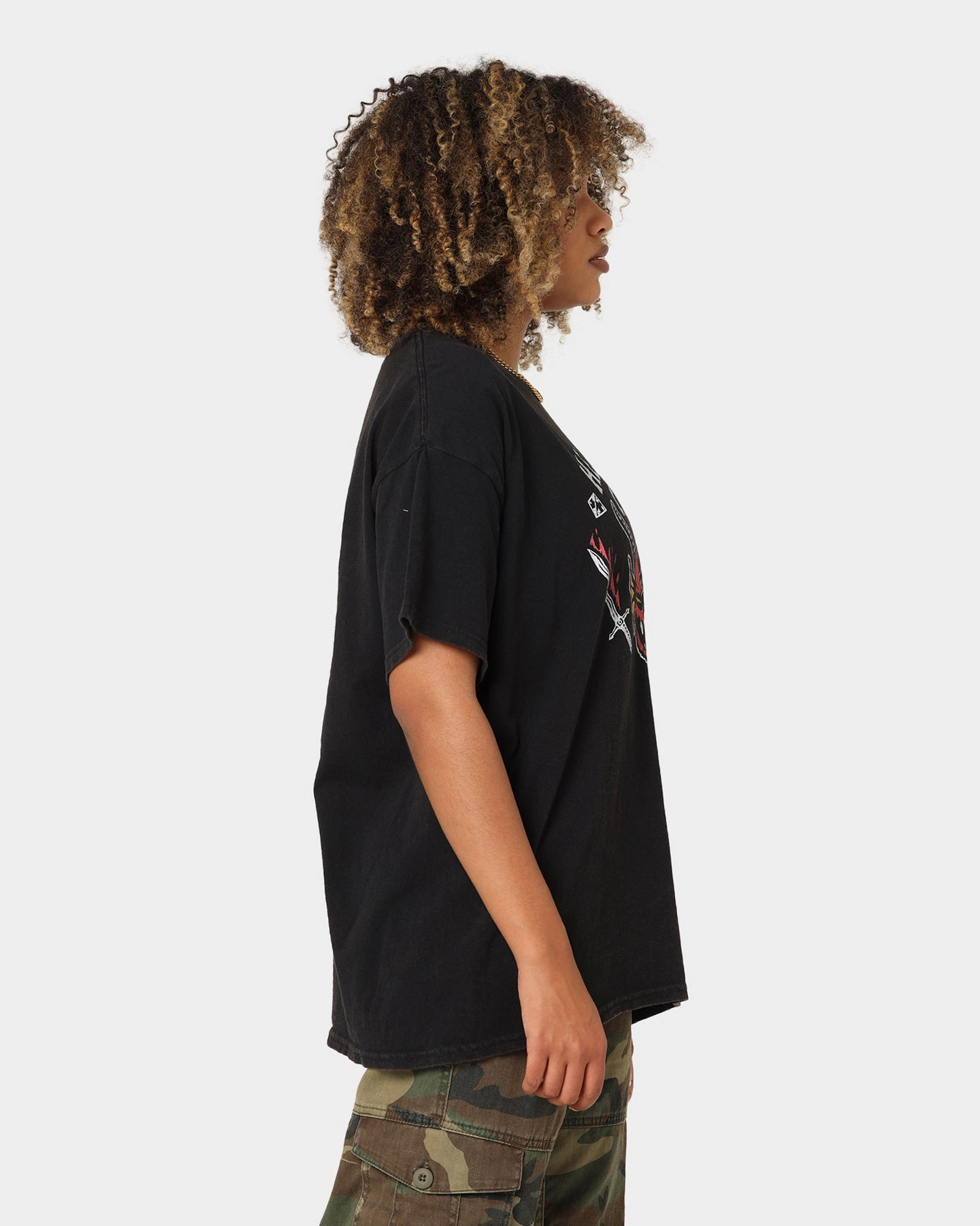 Light Casual Comfortable apparel Goat Crew Goat Crew X Stranger Things Hellfire Club Vintage T-Shirt Washed Black