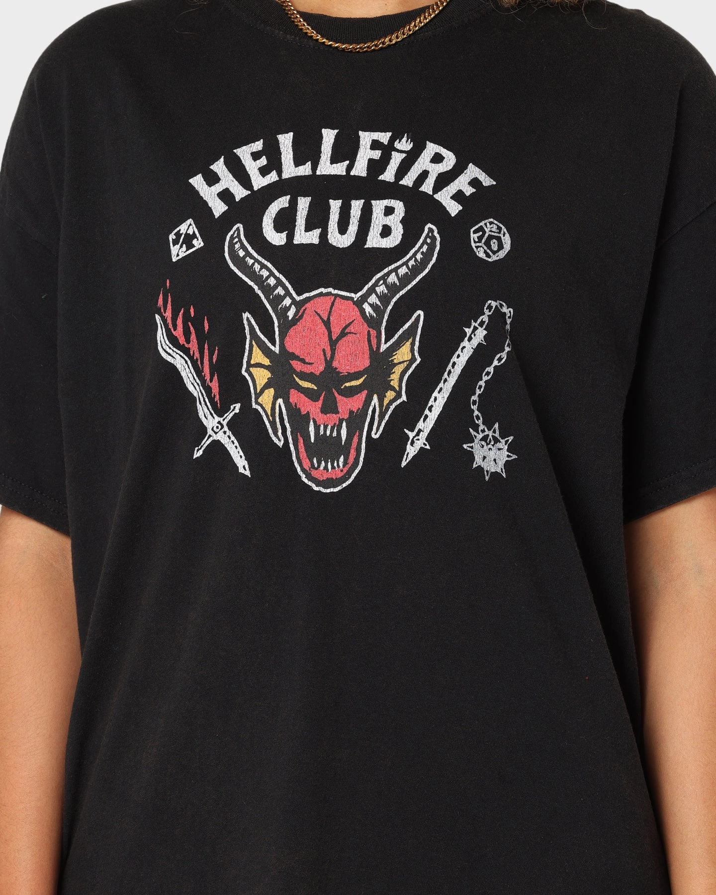 Goat Crew Goat Crew X Stranger Things Hellfire Club Vintage T-Shirt Washed Black Tear Resistant