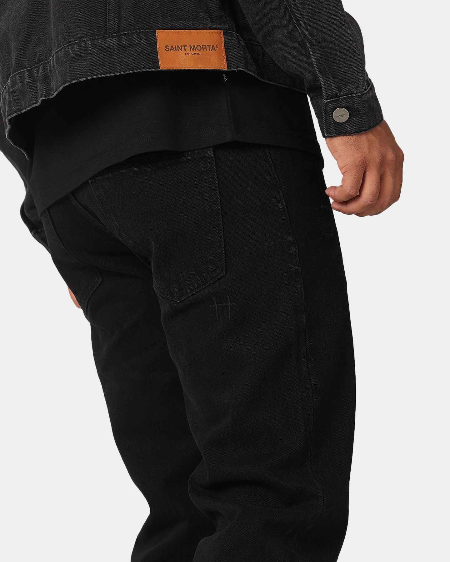 Saint Morta Psykhe Distressed Jeans Washed Black Low Maintenance Fabric