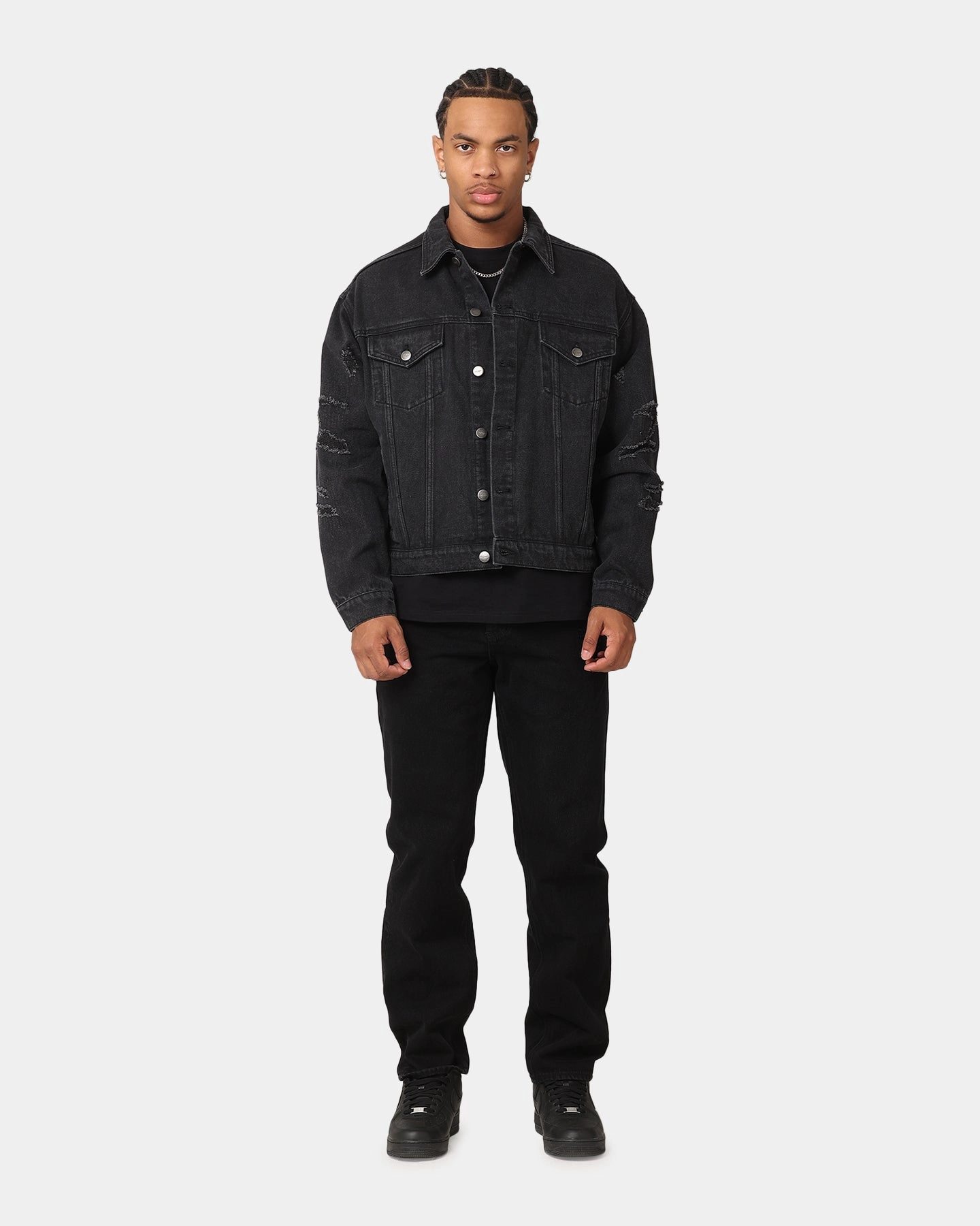 Vibrant Fashion Lover Saint Morta Psykhe Distressed Jeans Washed Black