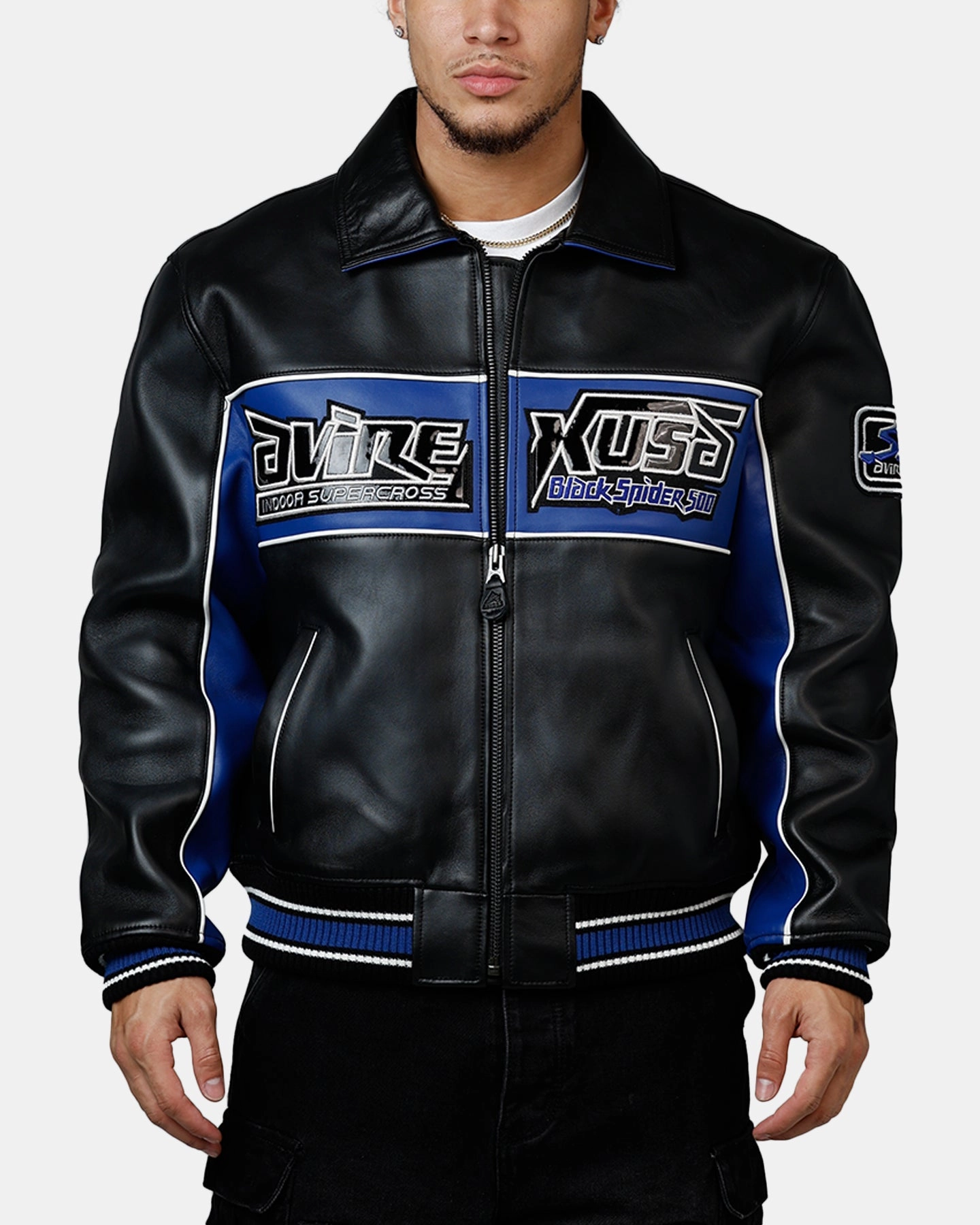 Breathable mesh Eyeliner Avirex Spider Racing Jacket Black/Blue
