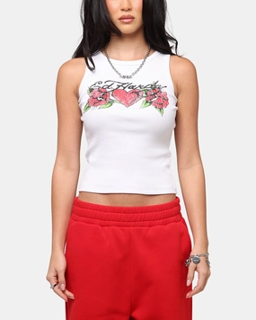 Active Style Ed Hardy Women's Rose Tank Top White