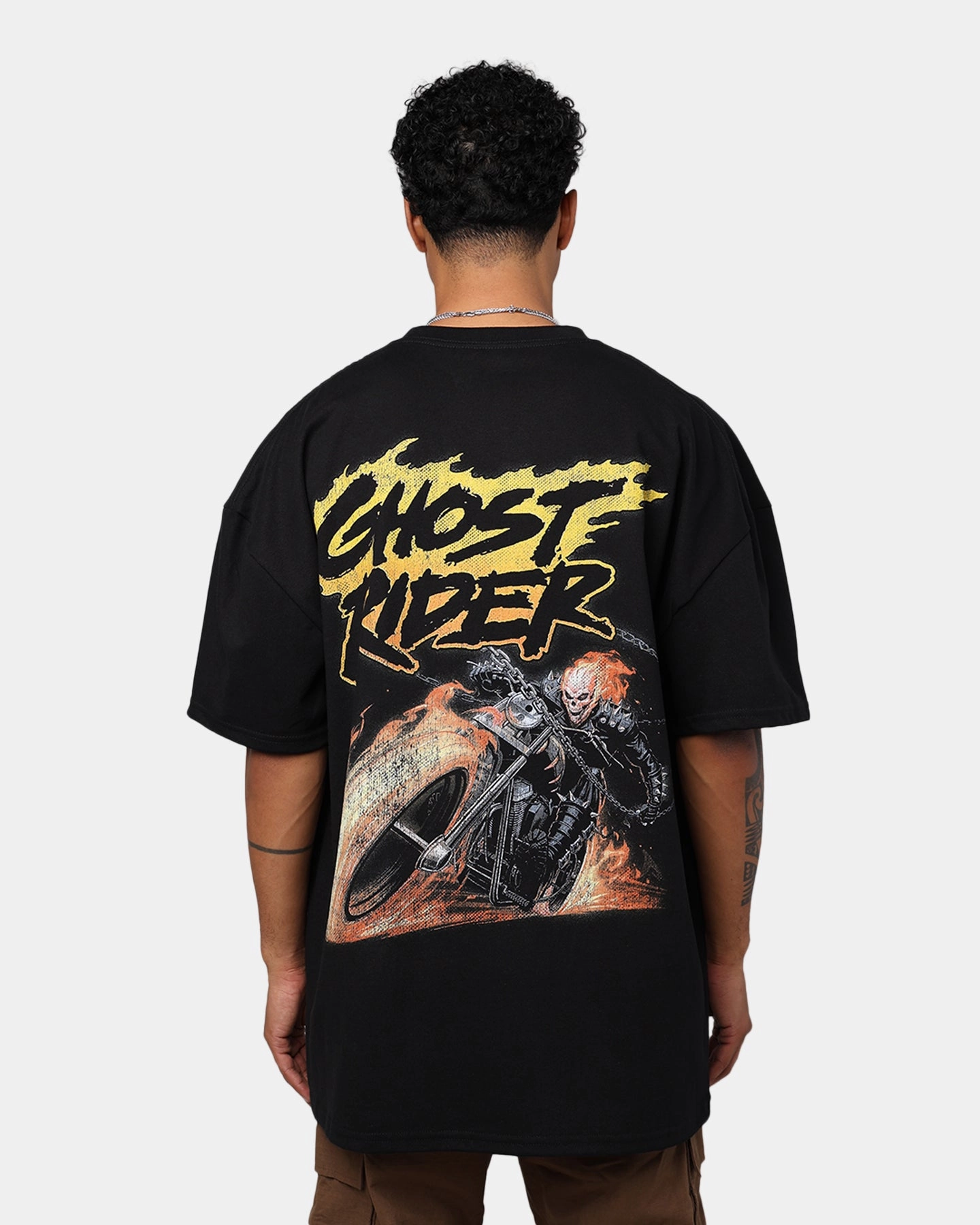 Marvel Ghost Rider Heavyweight T-Shirt Black Reinforced Shoulder Seams Relaxed Vibe