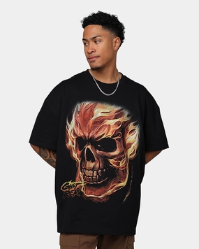 Crew Neck Design Loose fitting comfort Marvel Ghost Rider Heavyweight T-Shirt Black