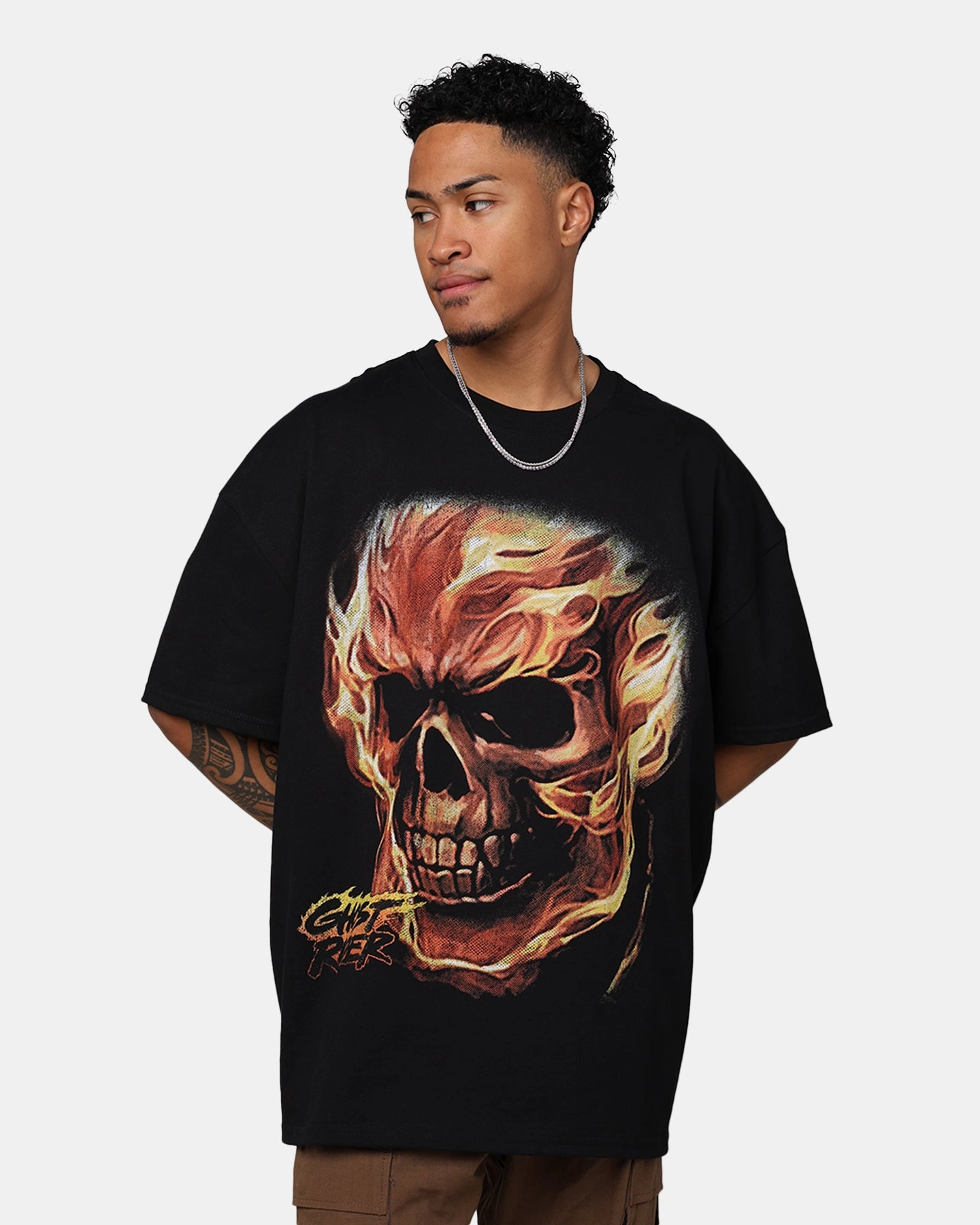 Crew Neck Design Loose fitting comfort Marvel Ghost Rider Heavyweight T-Shirt Black