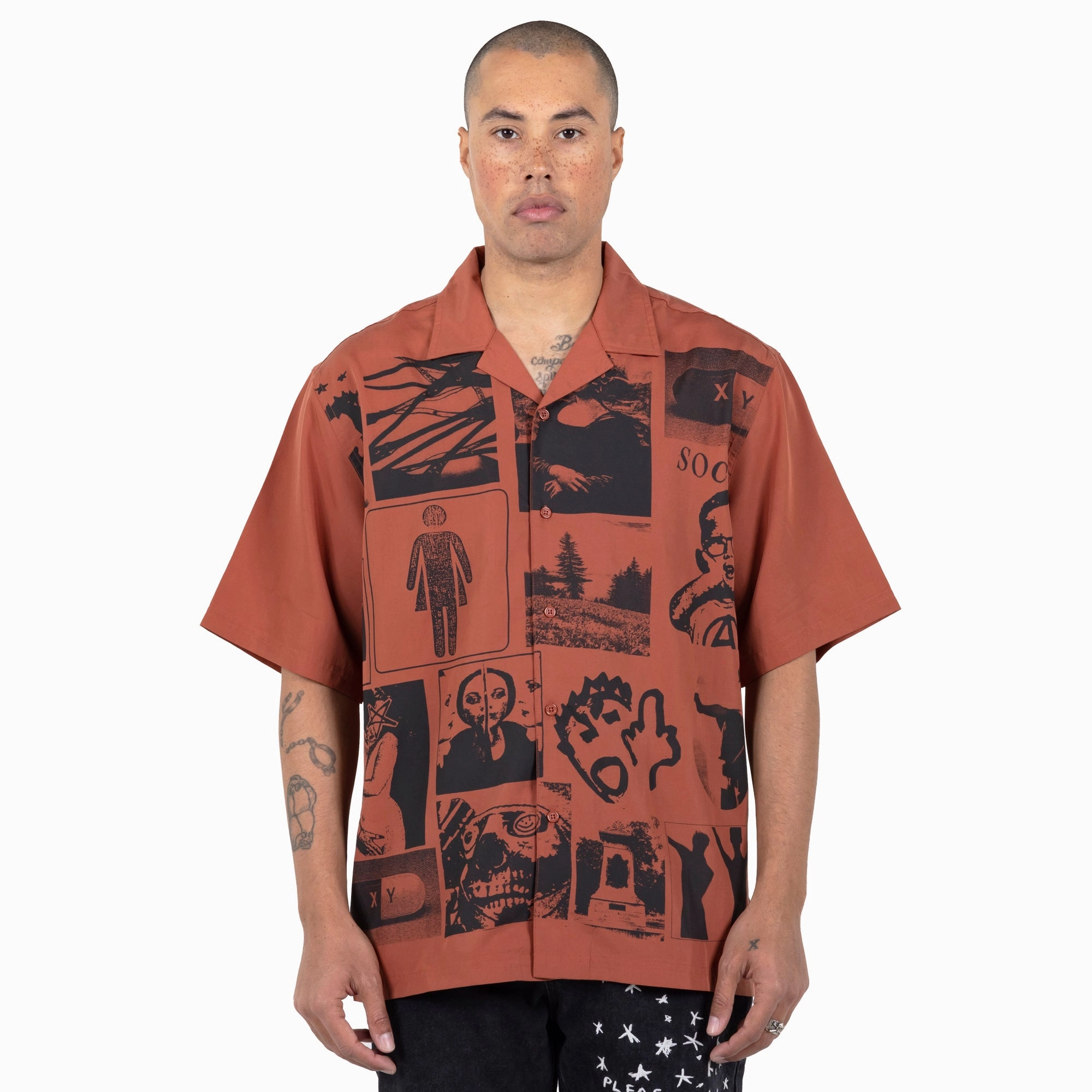 Pleasures Choices Camp Collar Button Down 'Orange' Holiday Trend Travel Style Trend