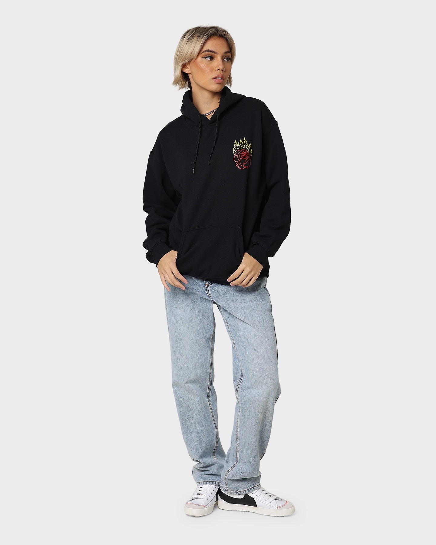 Goat Crew Fire Rose Hoodie Black Travel-Ready Gear