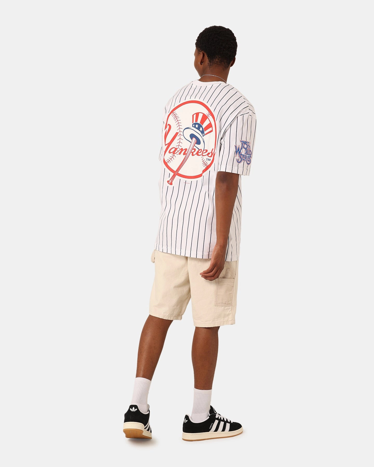 New Era New York Yankees T-Shirt White Pinstripe AntiBacterialTreatment