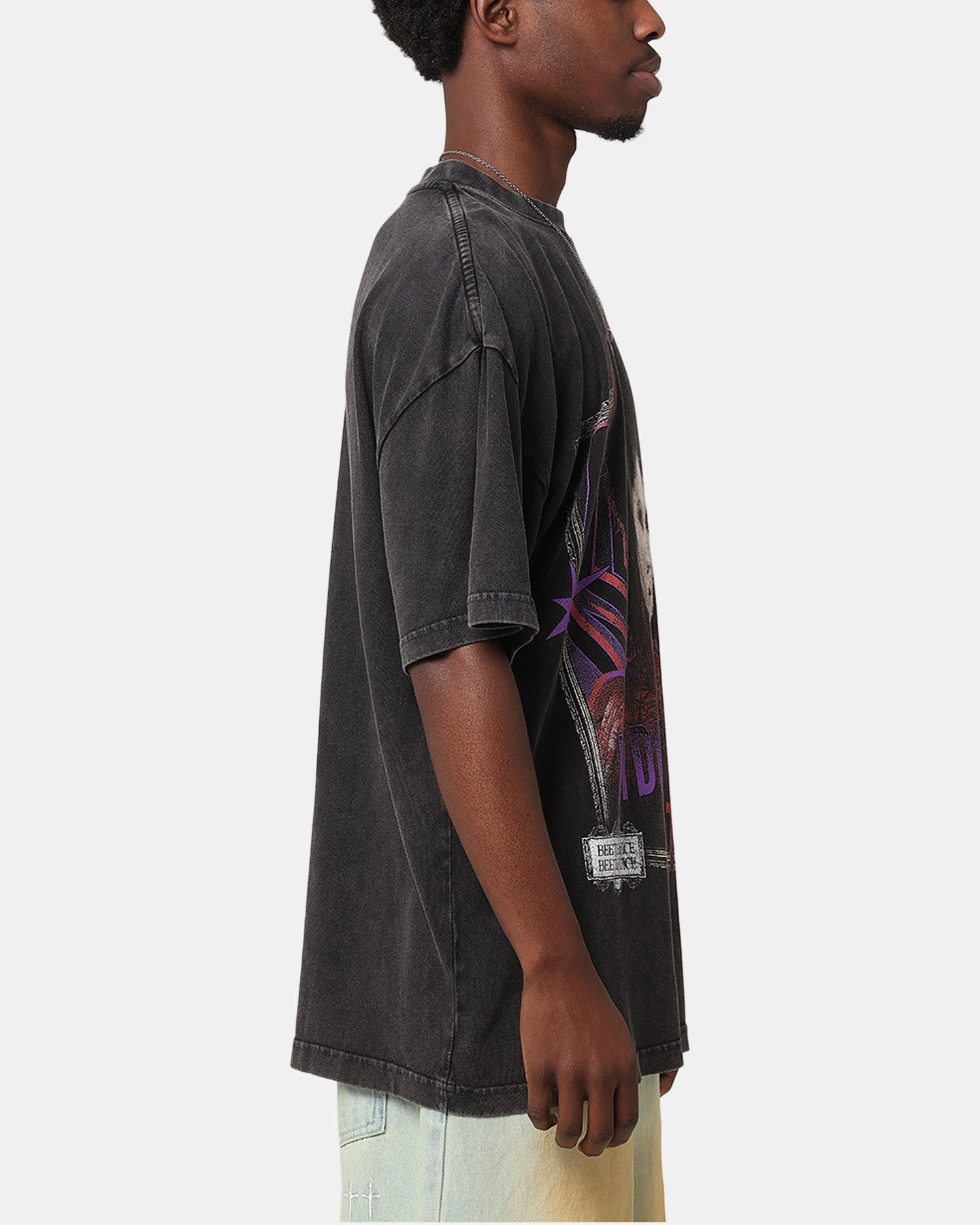 Goat Crew X Beetlejuice Lydia Vintage T-Shirt Black Acidwash Perfect Comfort Wear Ultimate Wear