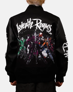 Freeze Max DC Batman Rogues 'Troublemakers' Varsity Jacket Black motorcycle