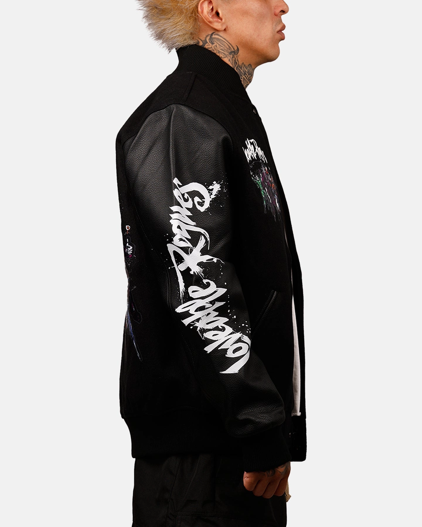 Freeze Max DC Batman Rogues 'Troublemakers' Varsity Jacket Black Mouthwash Circulate
