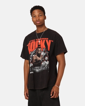AntiStatic Properties UV Protective Coating UFC By Goat Crew Leon "Rocky" Edwards Vintage T-Shirt Black Wash
