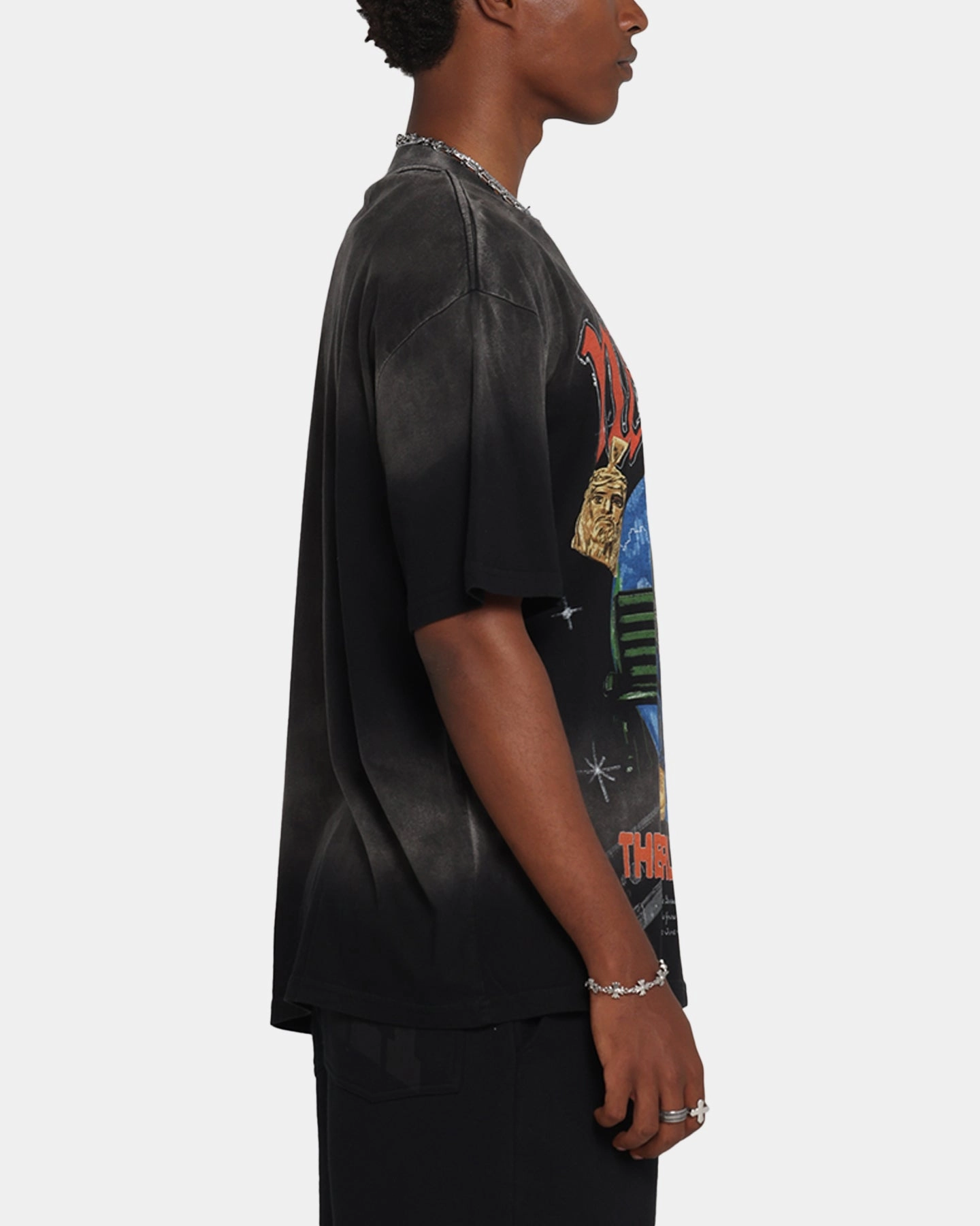 Nas The World Is Yours T-Shirt Washed Black Modern Trend Look