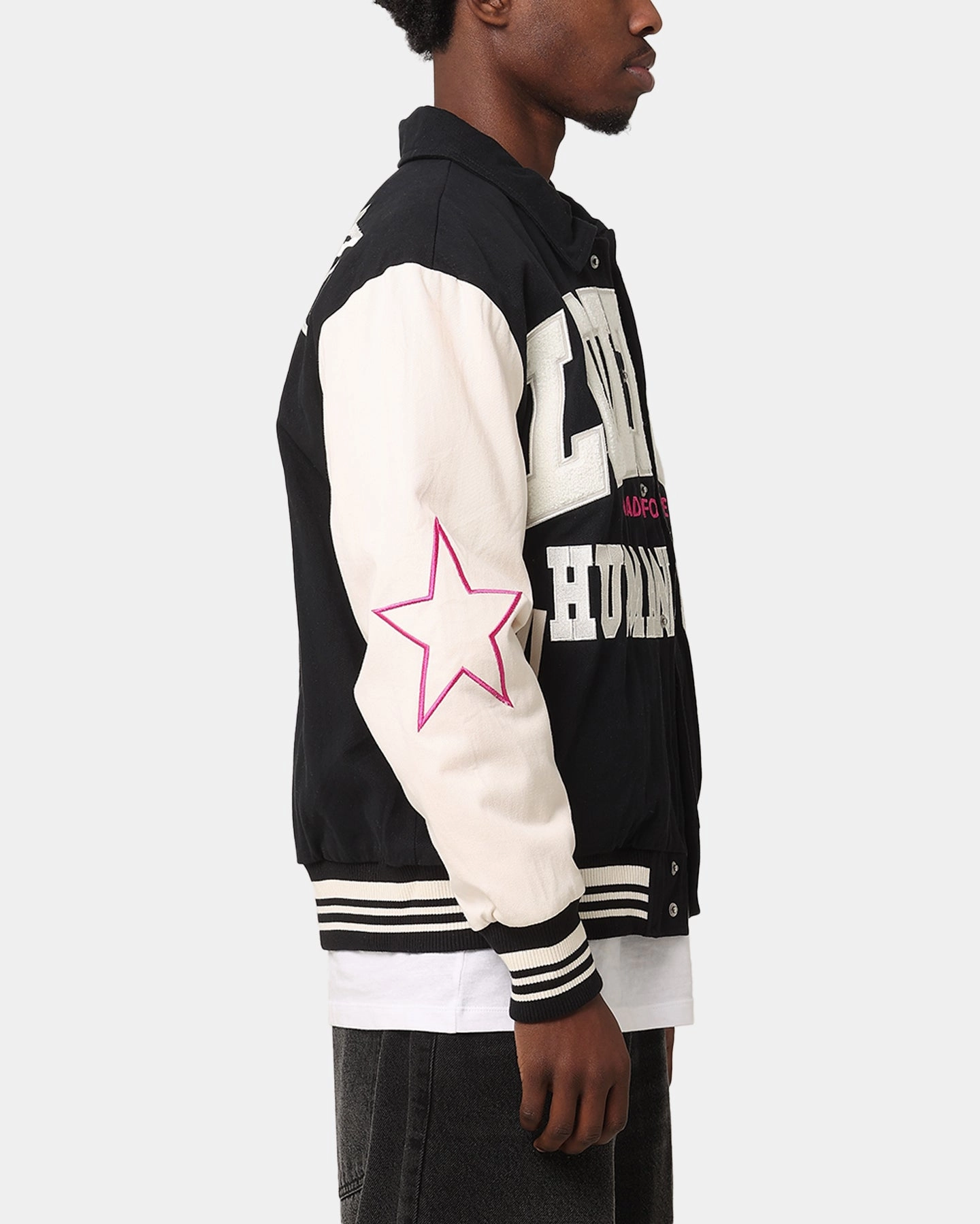 Loiter Vice City Varsity Jacket Black Cold-Weather Comfort Grace