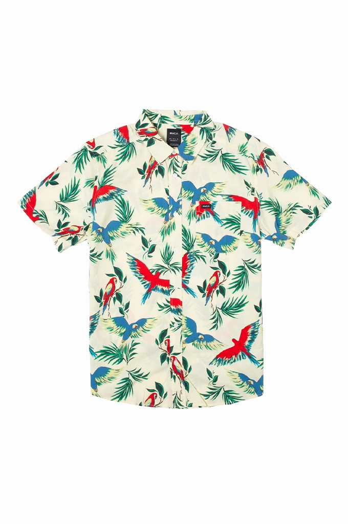 RVCA Pandemonium Short Sleeve Shirt Comfort Wear Bamboo Fiber Blend