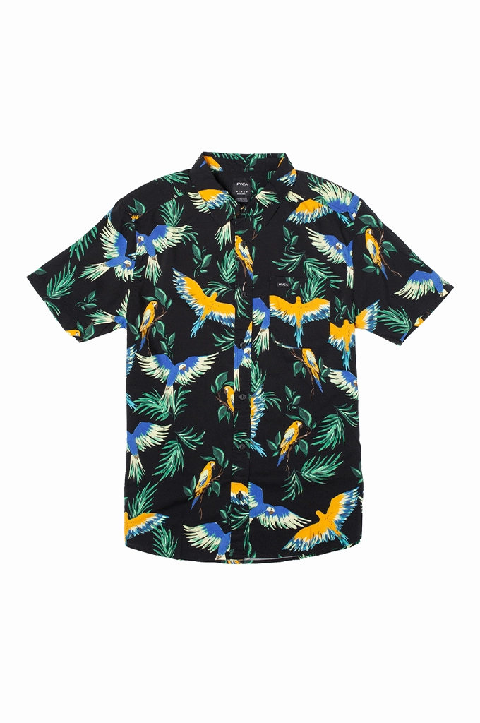 Fade Resistant Formula Iconic look RVCA Pandemonium Short Sleeve Shirt