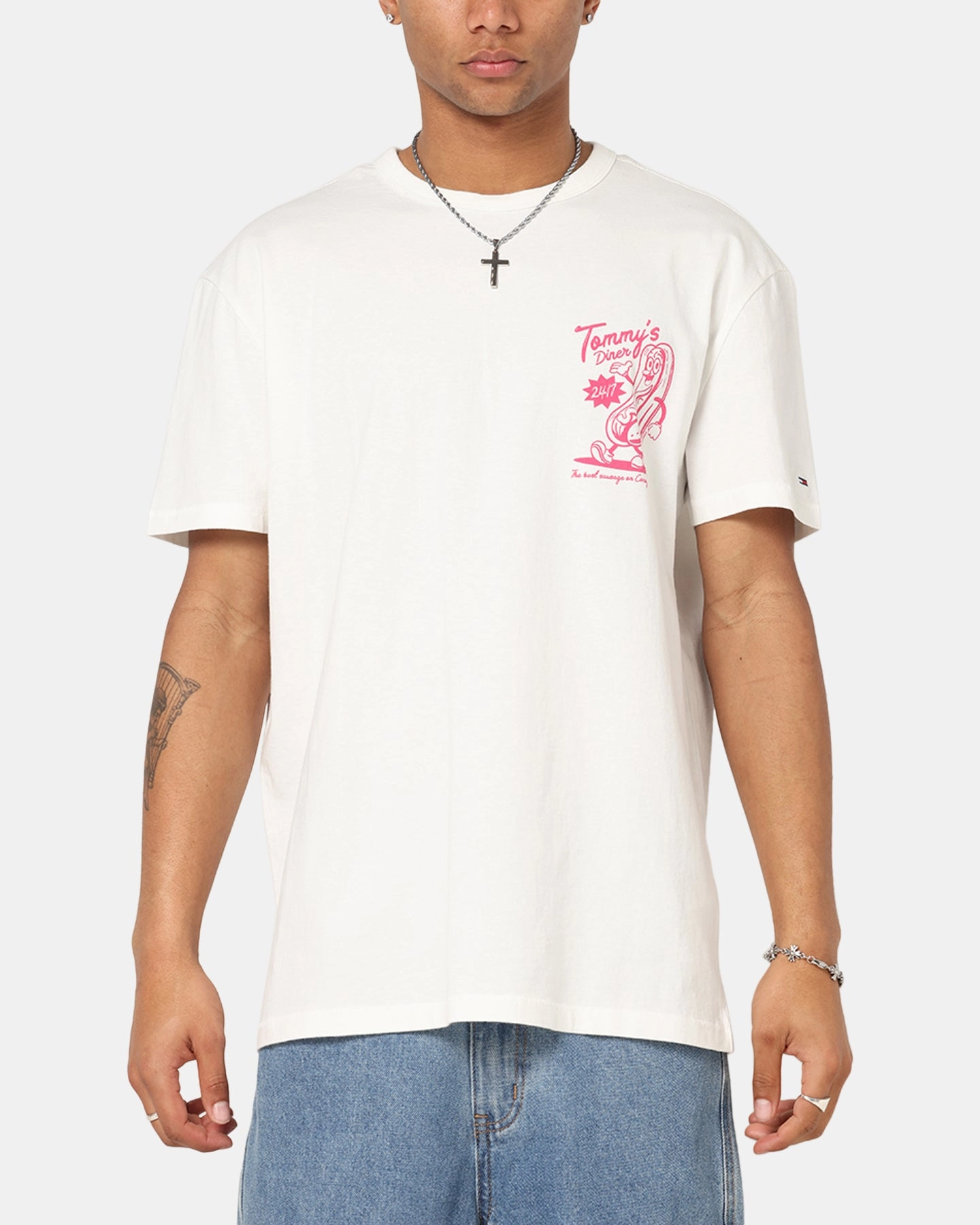 Tommy Jeans Regular Novelty Fair T-Shirt Ecru Practical Comfort AntiStaticFinish