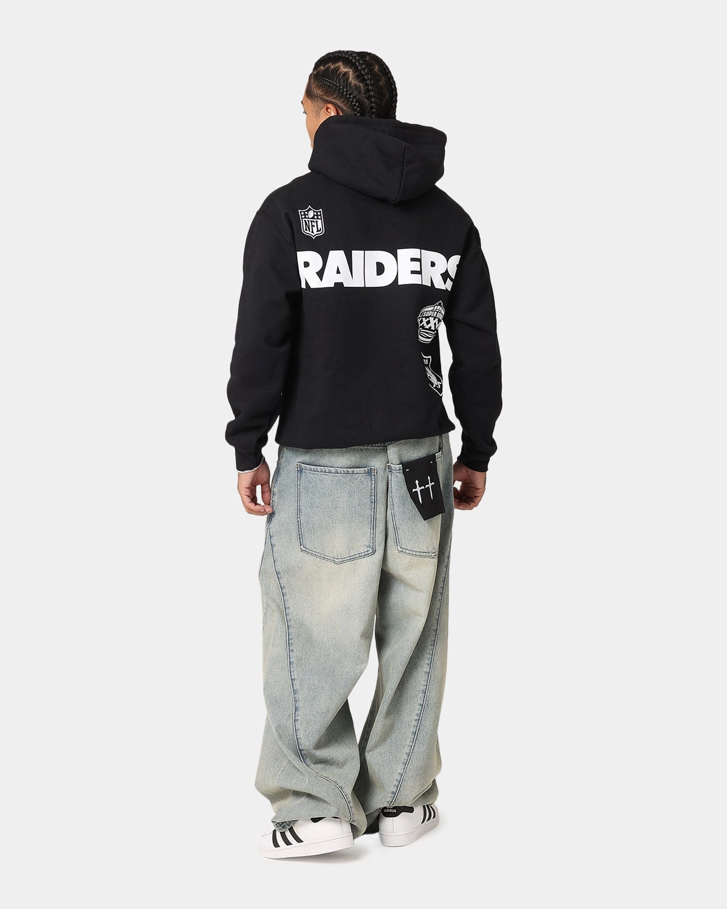 Majestic Athletic Las Vegas Raiders Arch Stack Hoodie Black Comfort Fit picnic - goers