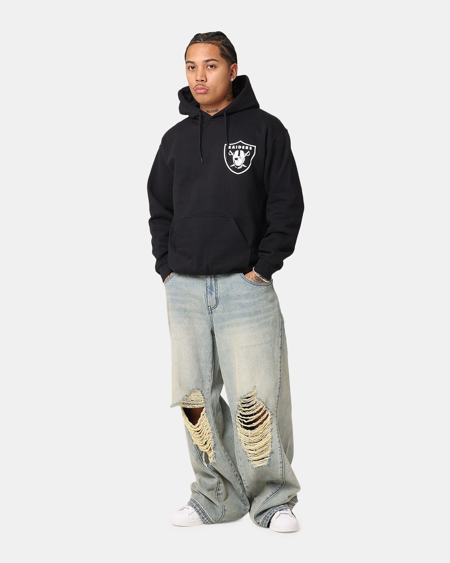 Team-sports BreathableTechnology Majestic Athletic Las Vegas Raiders Arch Stack Hoodie Black