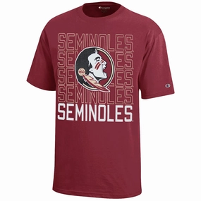 color blocking Champion Youth Seminole Logo/Seminoles Design Short Sleeve T-shirt - Garnet