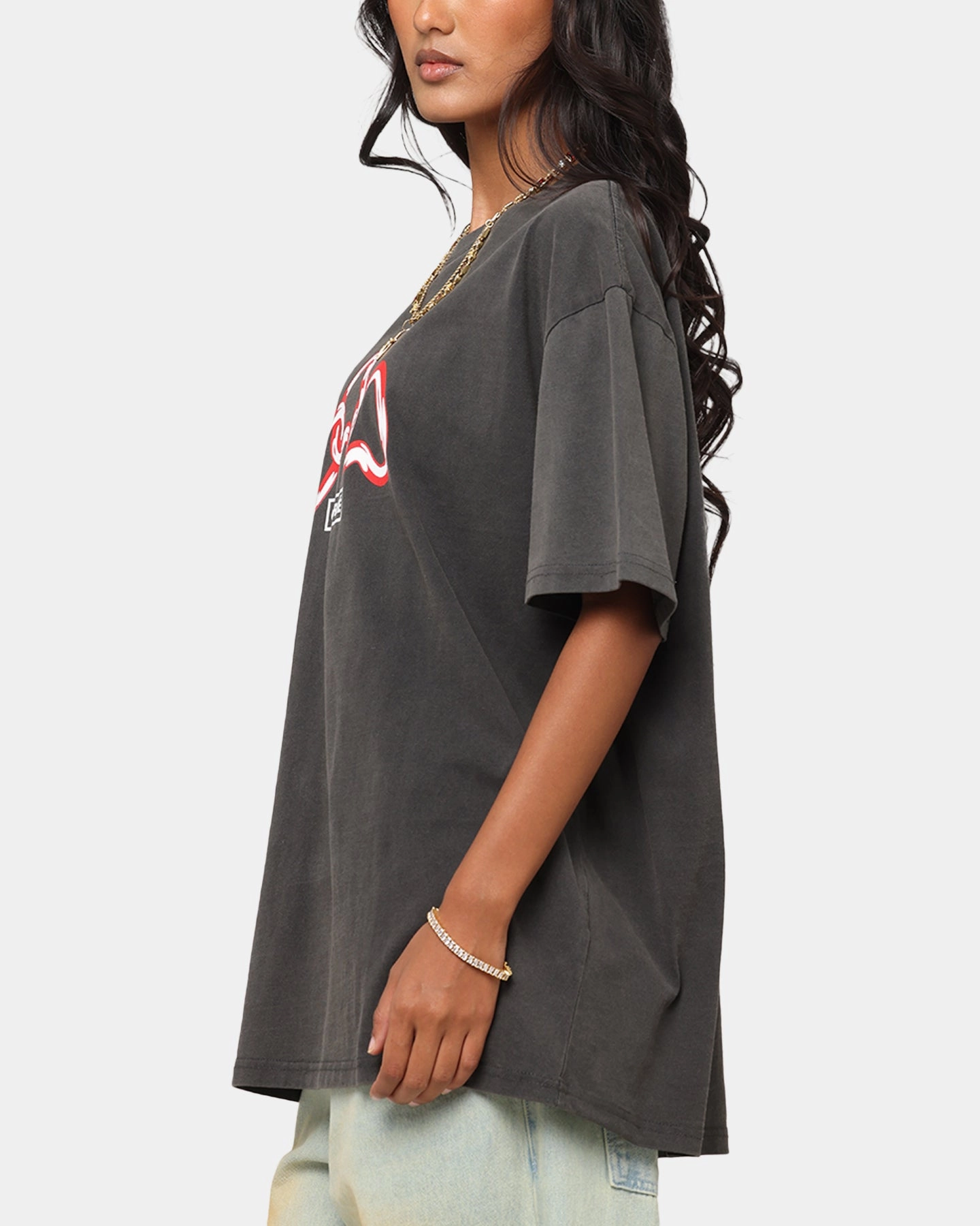 Silk combination Carre Link T-Shirt Black Wash
