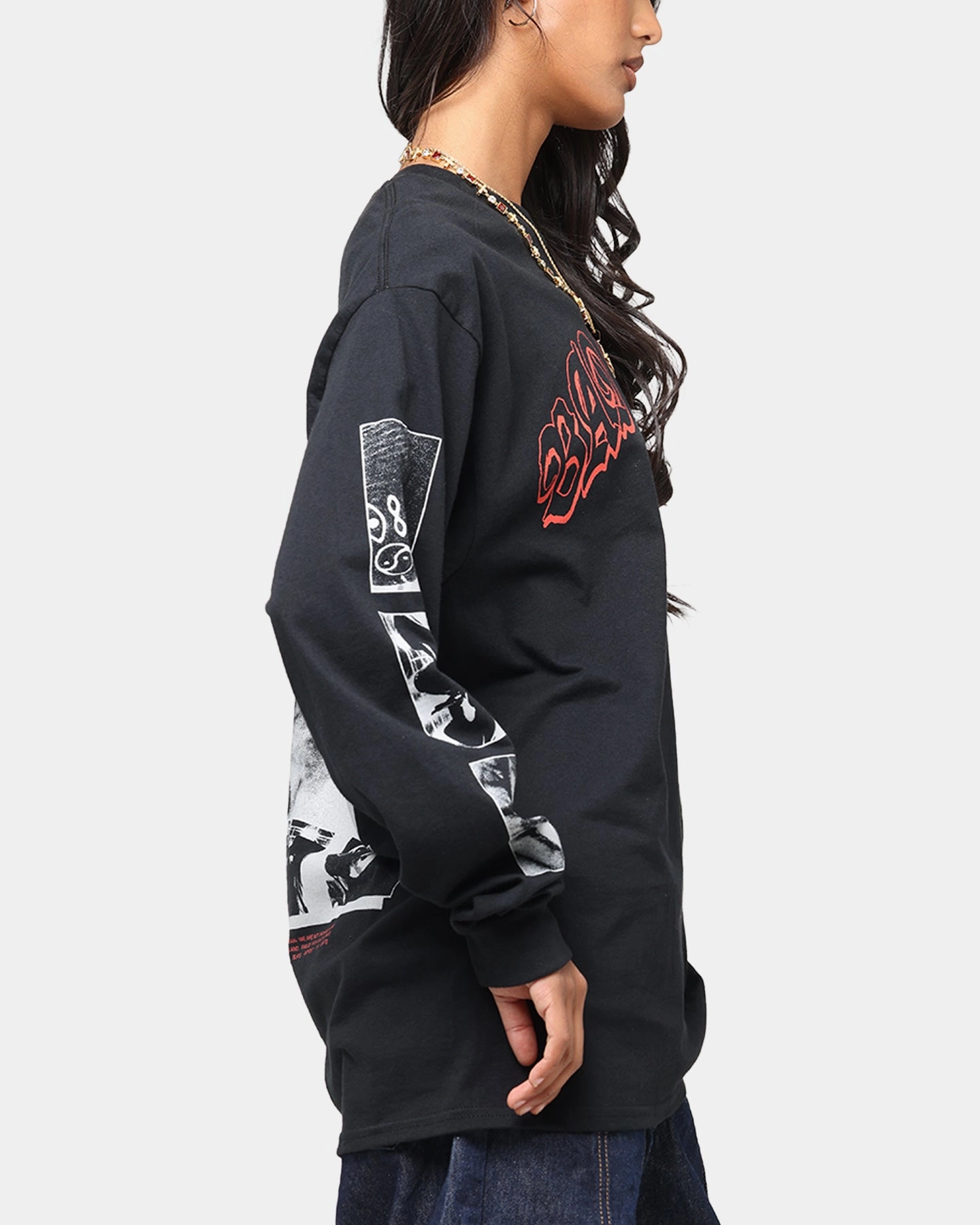 Bright Color Moisture Management Fabric Bad Omens Photo Boxes Long Sleeve T-Shirt Black