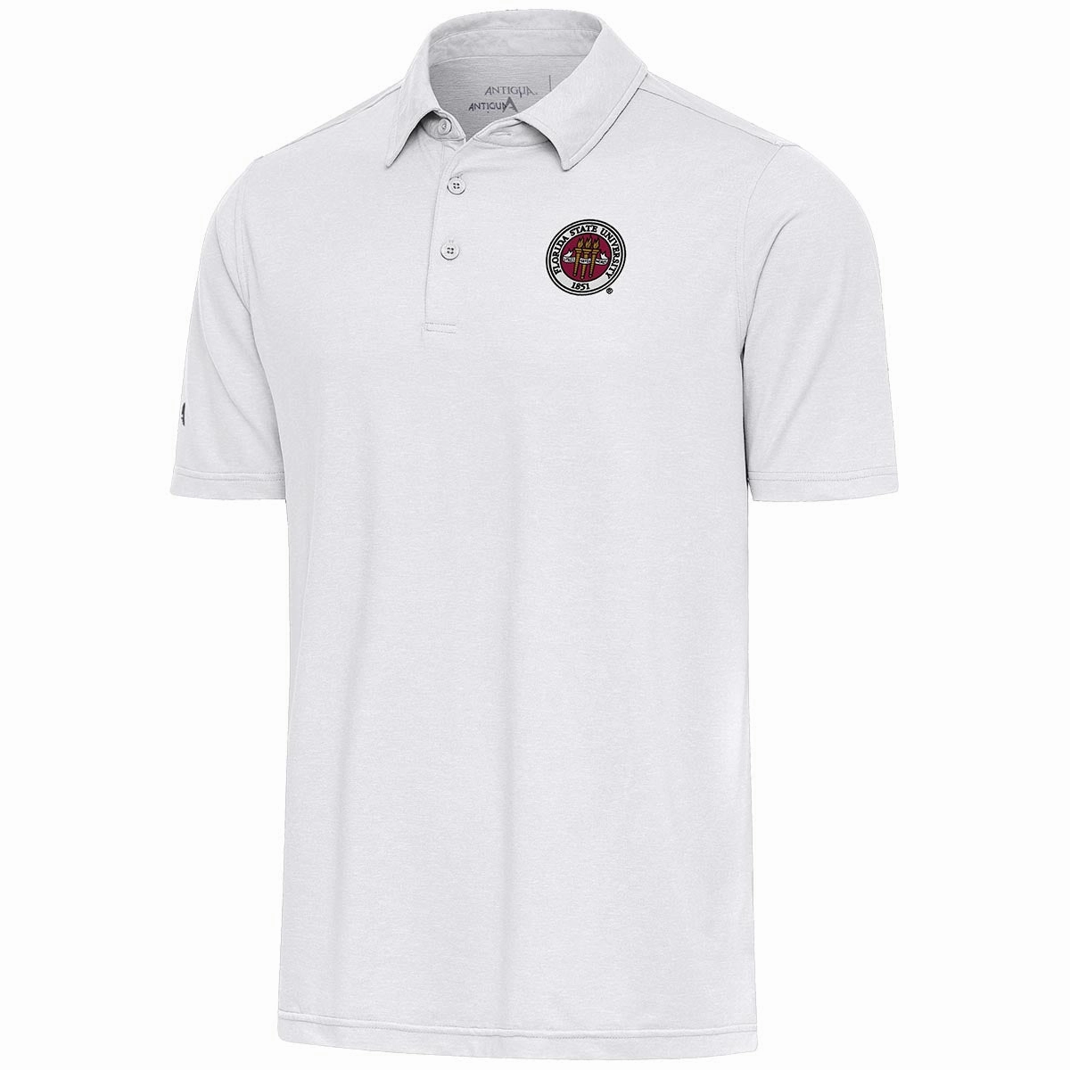 Antigua Men's Florida State University Seal Heathered Polo - White Fitted Silhouette Current Style