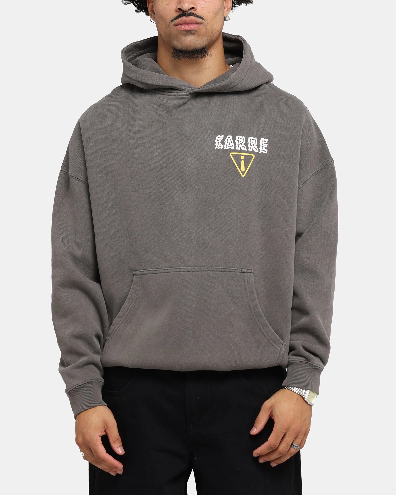 Carre Construction Hoodie Washed Charcoal Reinforced Hem