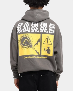 Carre Construction Hoodie Washed Charcoal Ribbed Texture Finish Outdoor Smooth