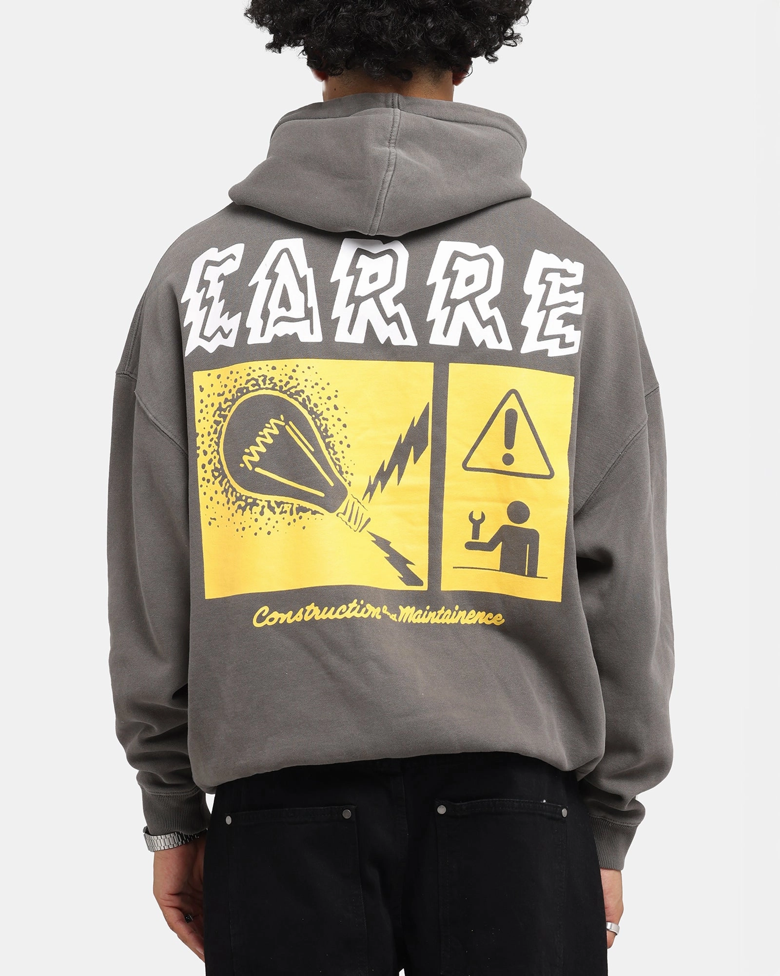 Carre Construction Hoodie Washed Charcoal Ribbed Texture Finish Outdoor Smooth
