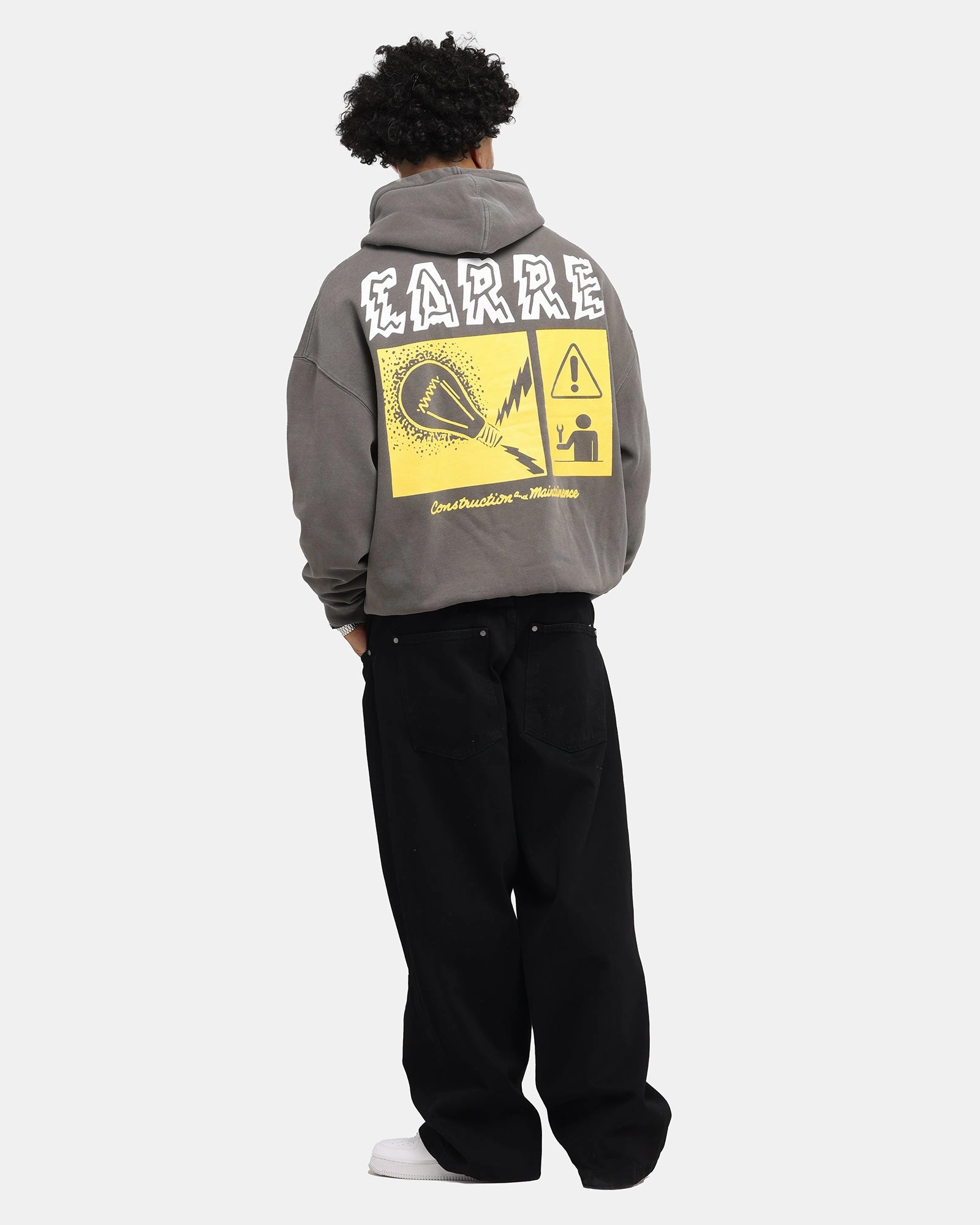water - permeable Carre Construction Hoodie Washed Charcoal